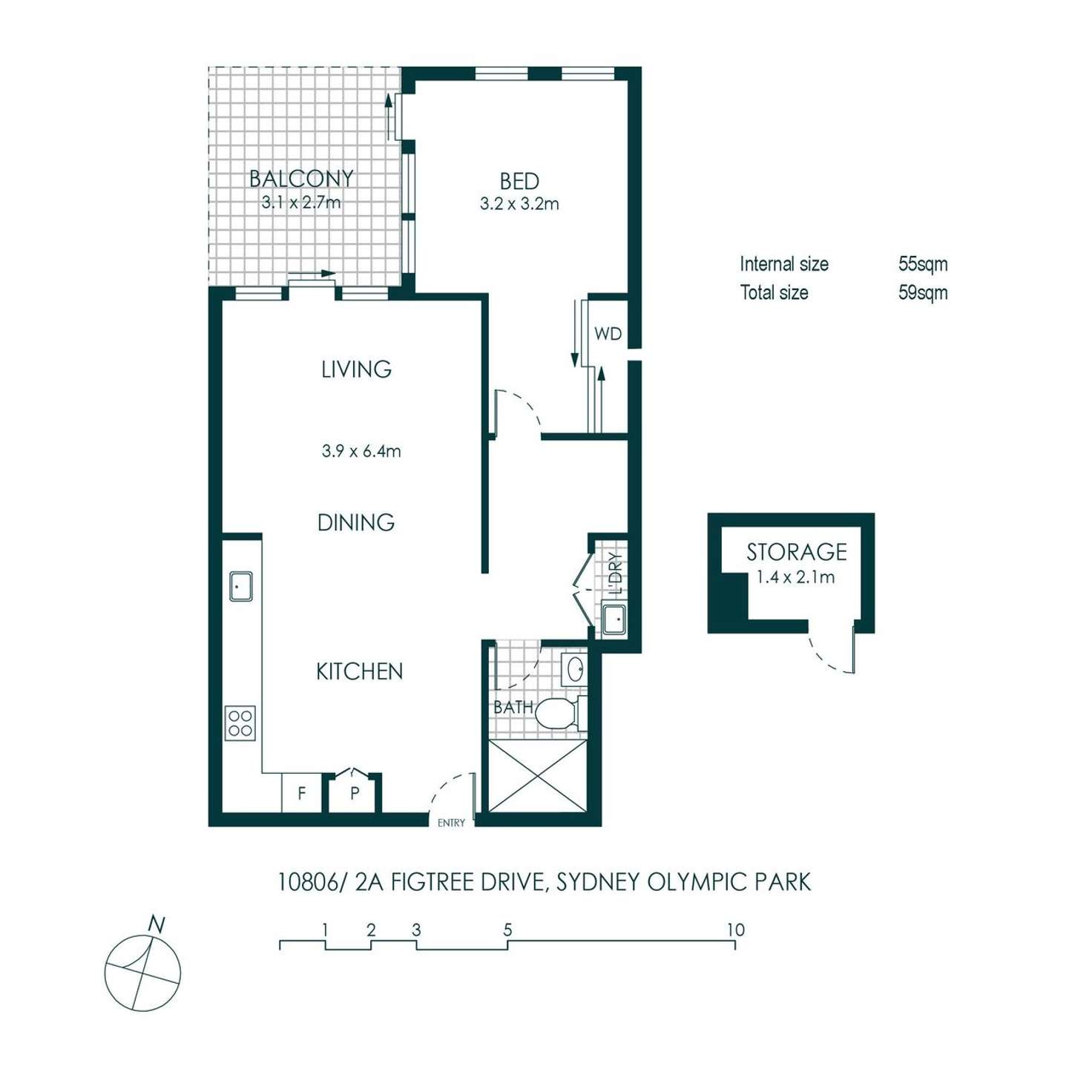 Floorplan of Homely unit listing, 10806/2A Figtree Drive, Sydney Olympic Park NSW 2127