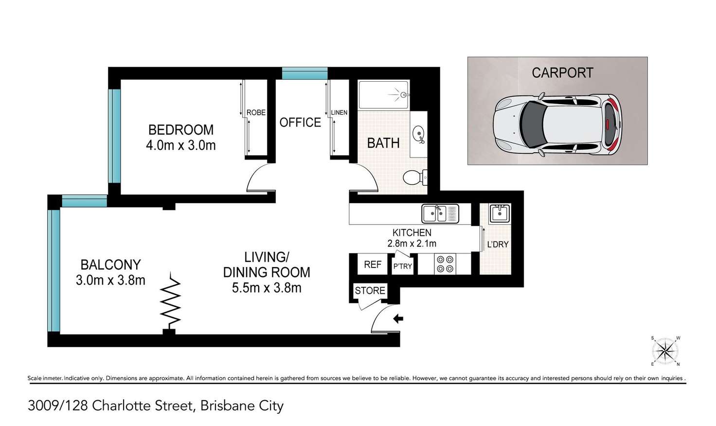 Floorplan of Homely apartment listing, 3009/128 Charlotte Street, Brisbane City QLD 4000