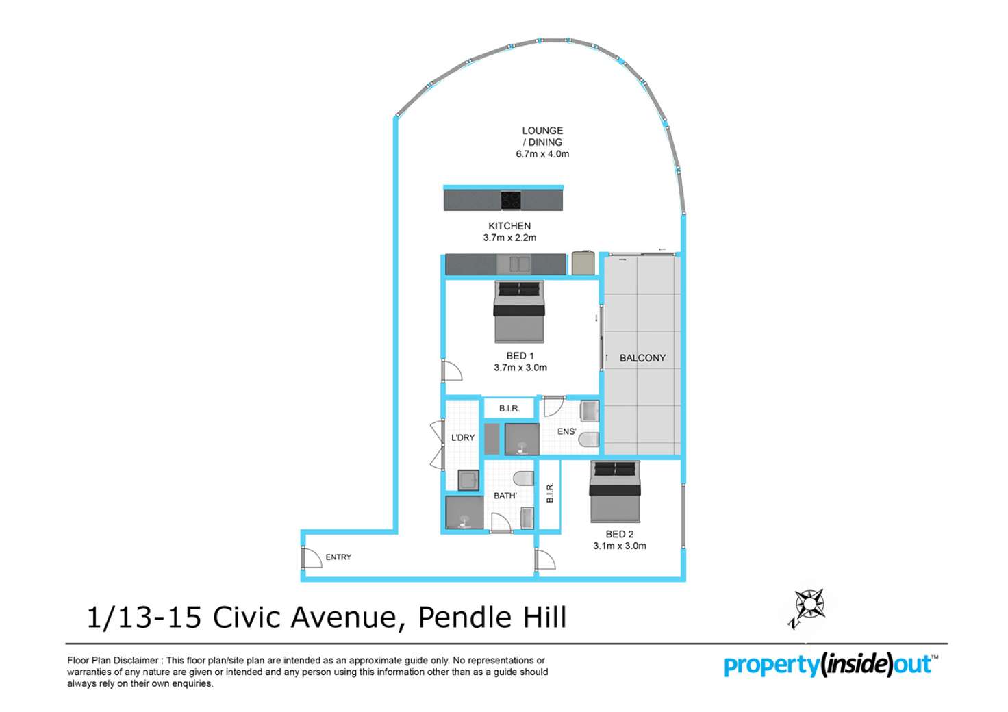 Floorplan of Homely apartment listing, 1/13-15 Civic Ave, Pendle Hill NSW 2145