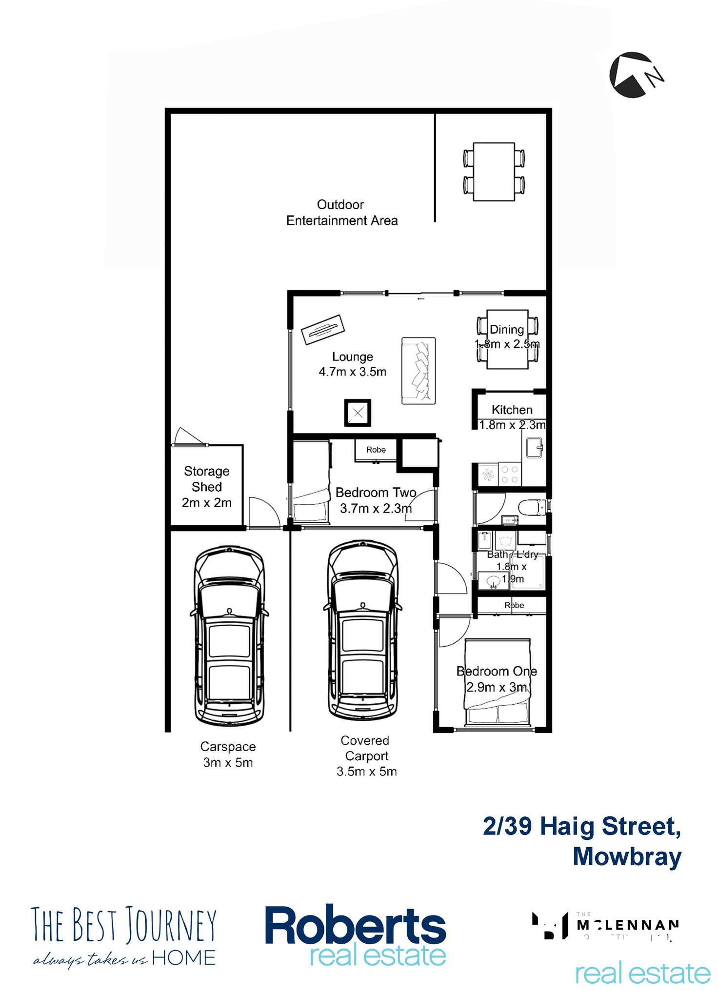 Floorplan of Homely unit listing, 2/39 Haig Street, Mowbray TAS 7248