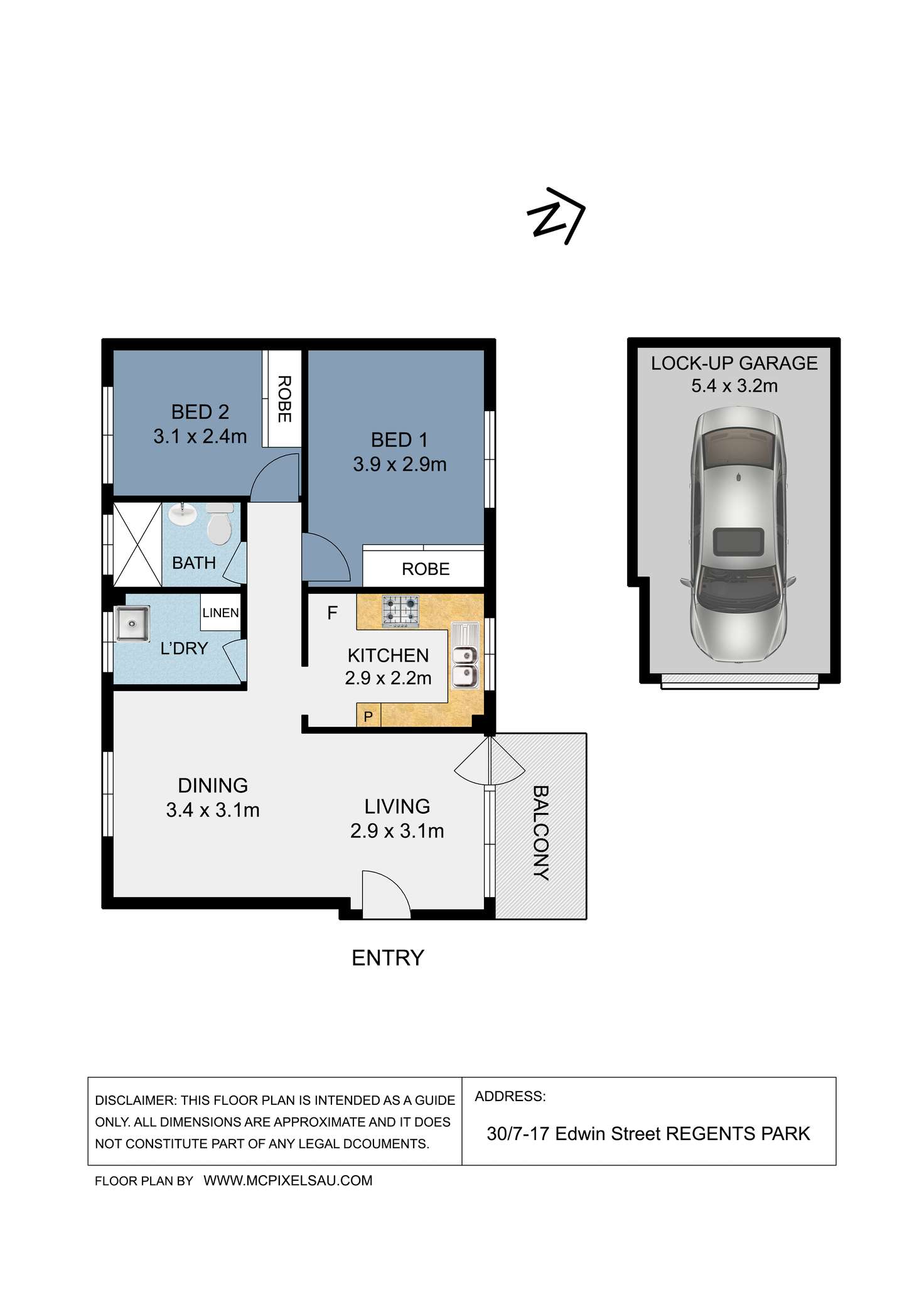 Floorplan of Homely unit listing, 30/7-17 Edwin Street, Regents Park NSW 2143