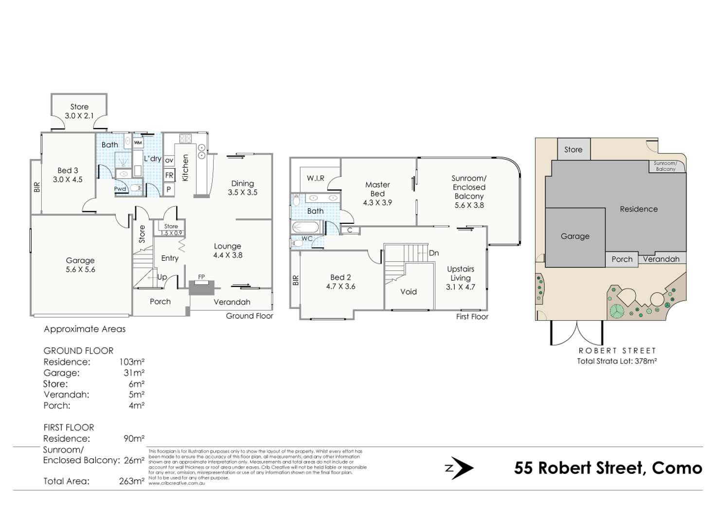 Floorplan of Homely townhouse listing, 1/55 Robert Street, Como WA 6152