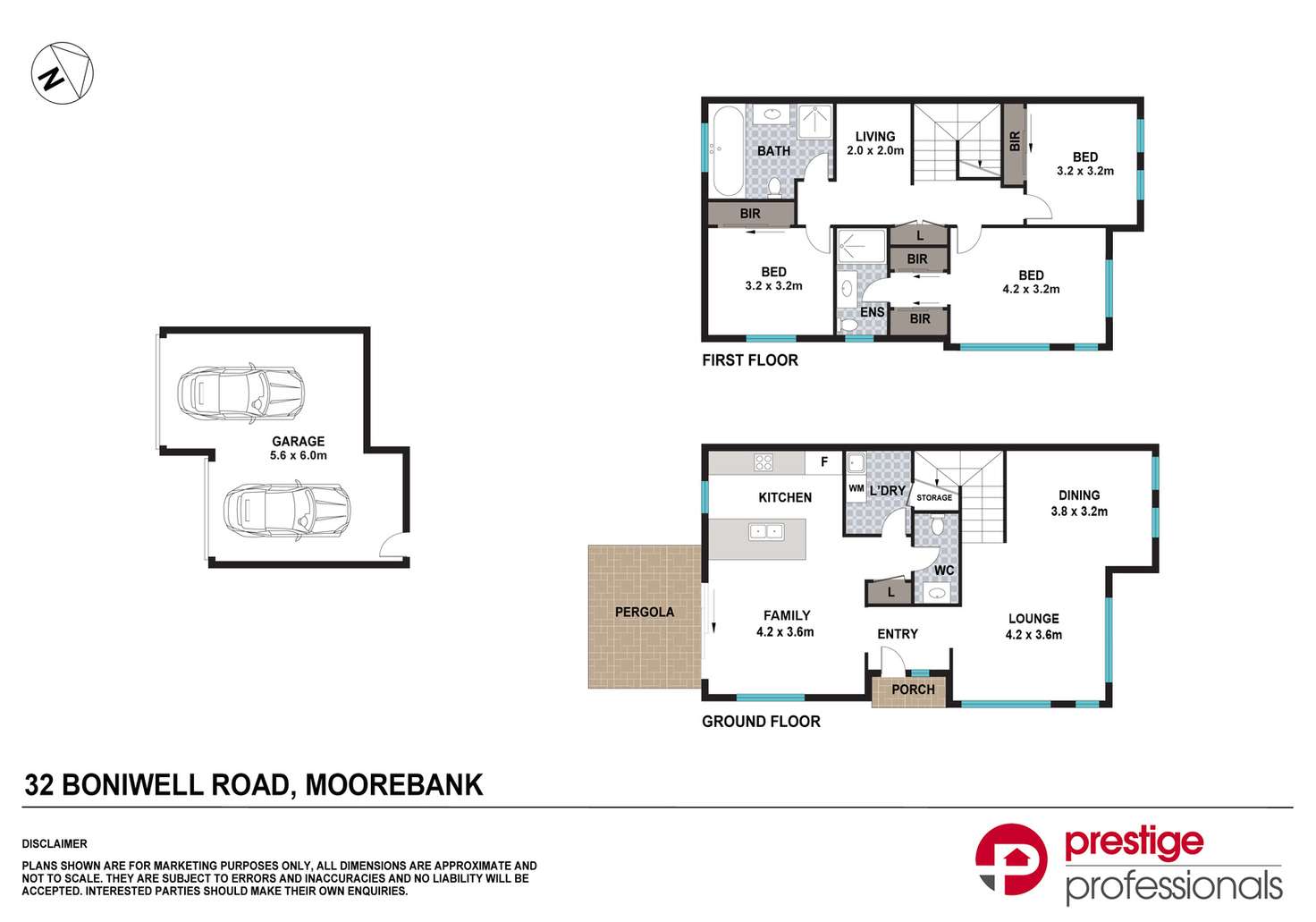 Floorplan of Homely semiDetached listing, 32 Boniwell Road, Moorebank NSW 2170