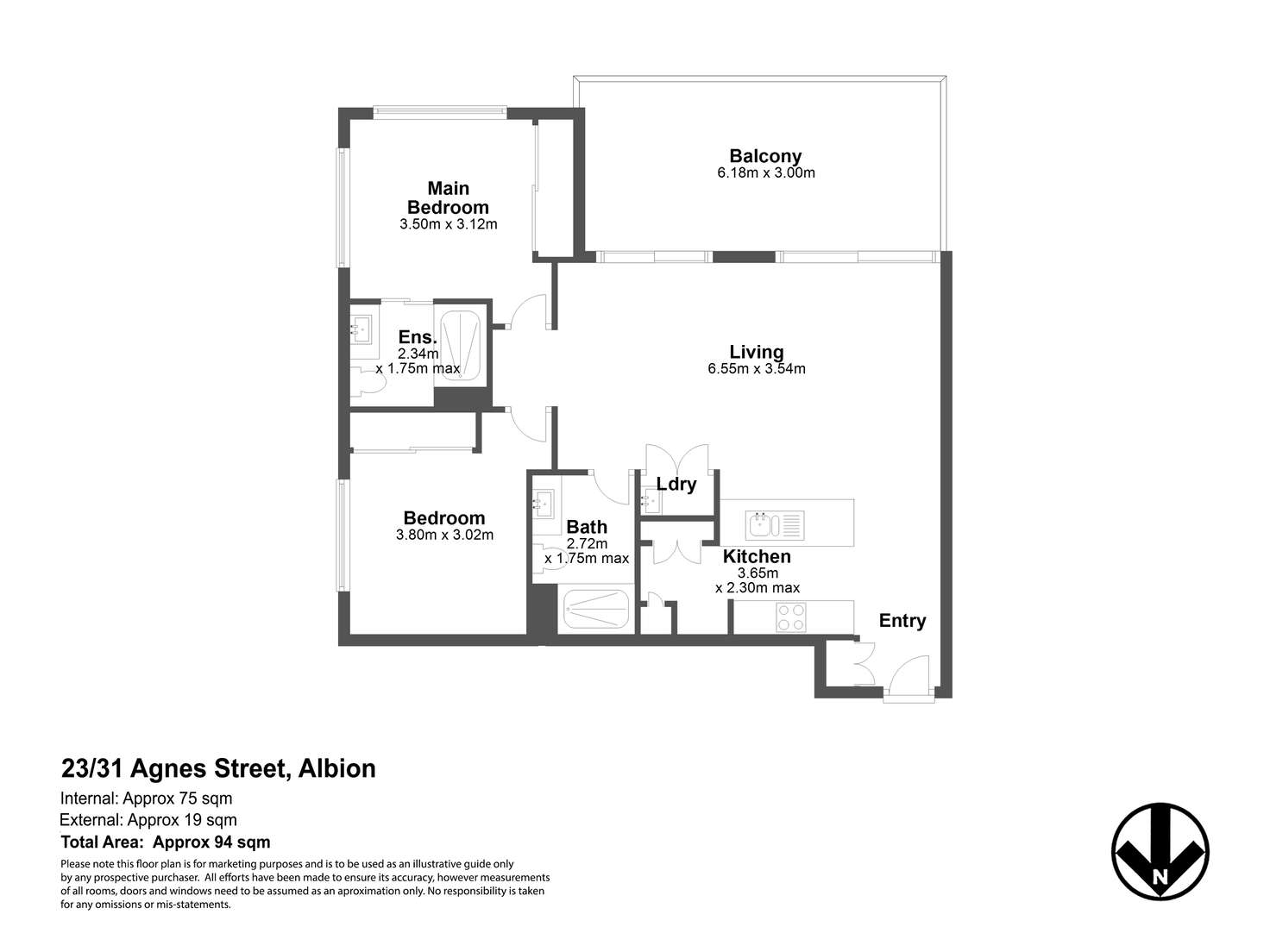 Floorplan of Homely apartment listing, 23/31 Agnes Street, Albion QLD 4010