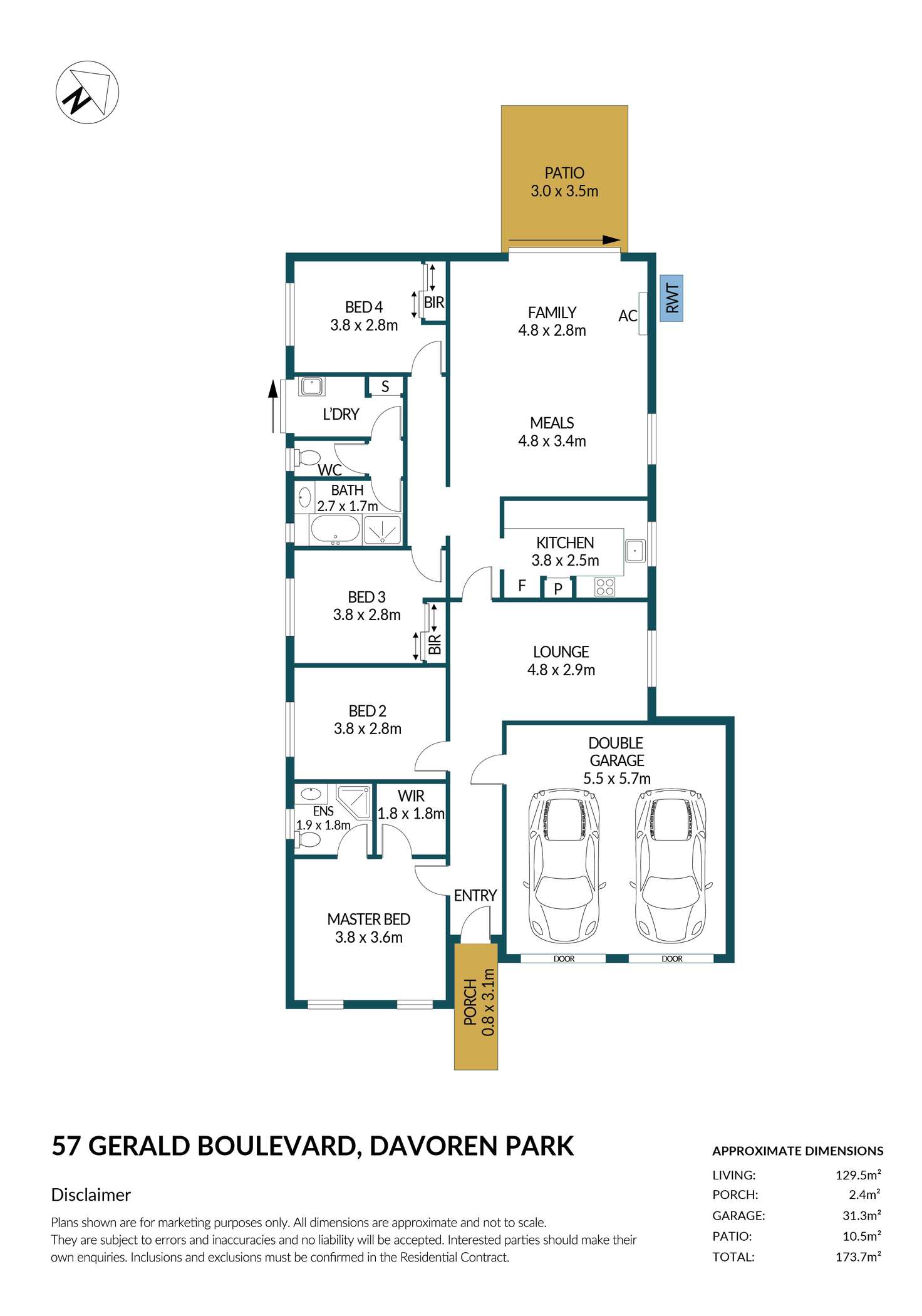 Floorplan of Homely house listing, 57 Gerald Boulevard, Davoren Park SA 5113