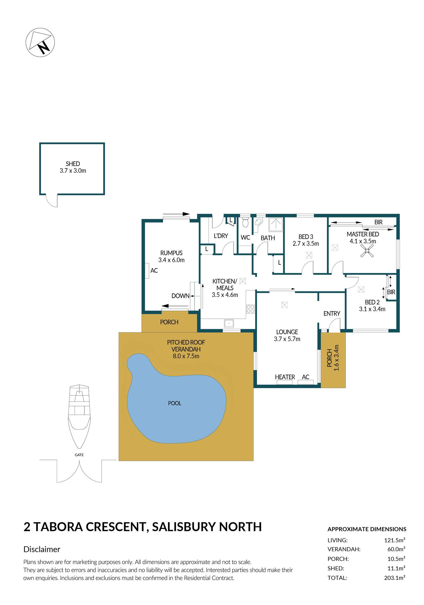 Floorplan of Homely house listing, 2 Tabora Crescent, Salisbury North SA 5108