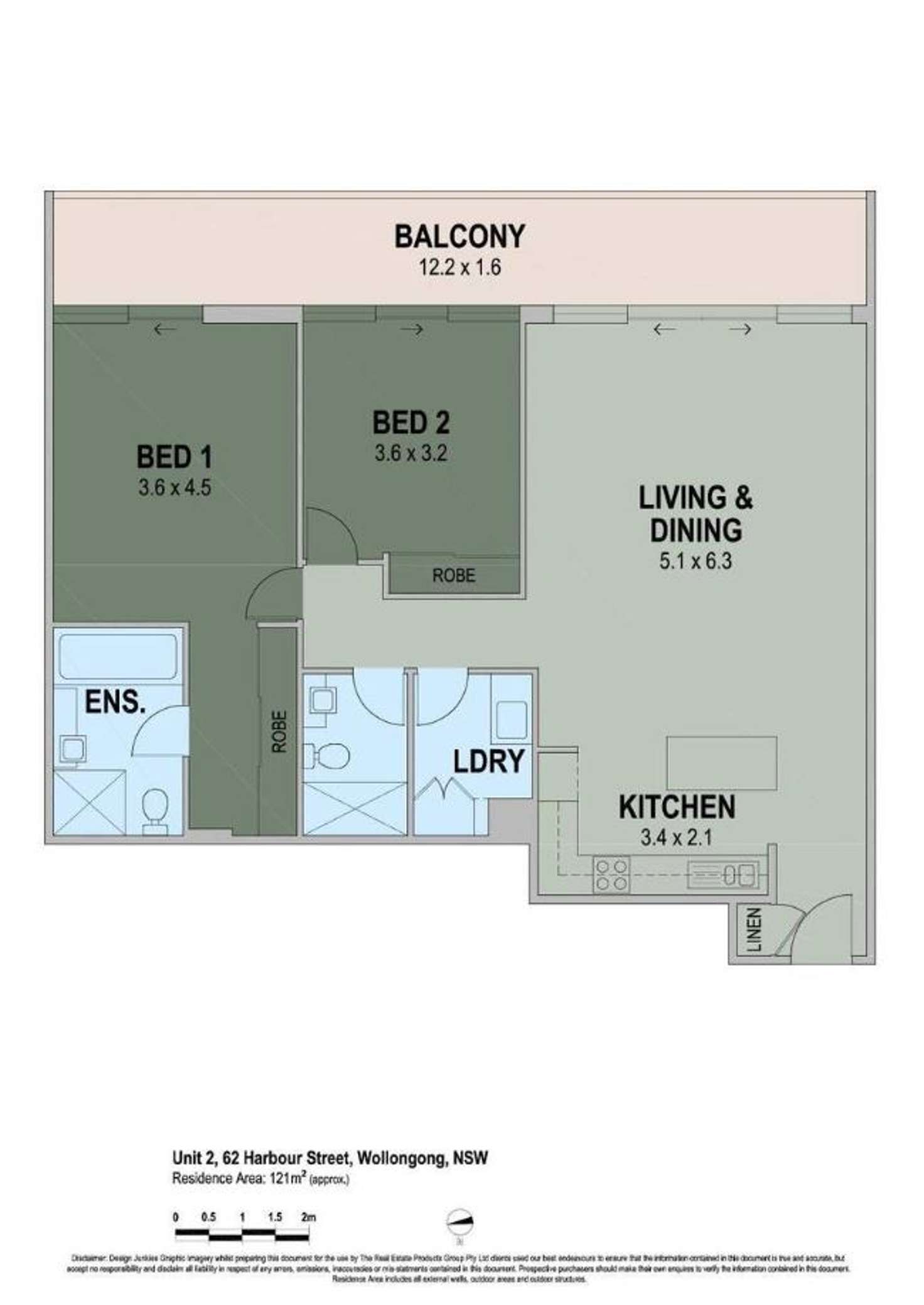 Floorplan of Homely unit listing, 2/62 Harbour Street, Wollongong NSW 2500