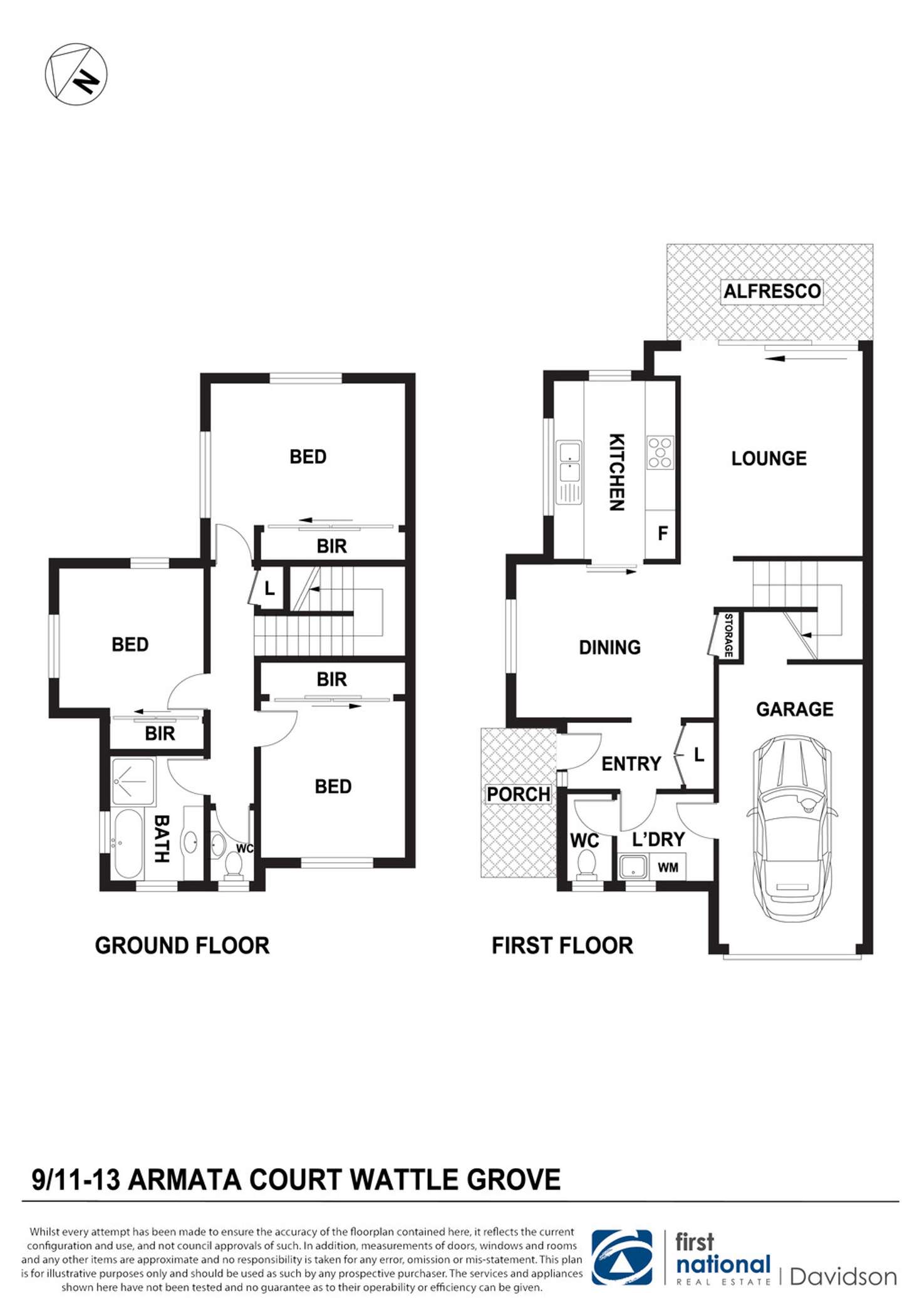 Floorplan of Homely townhouse listing, 9/11-13 Armata Court, Wattle Grove NSW 2173