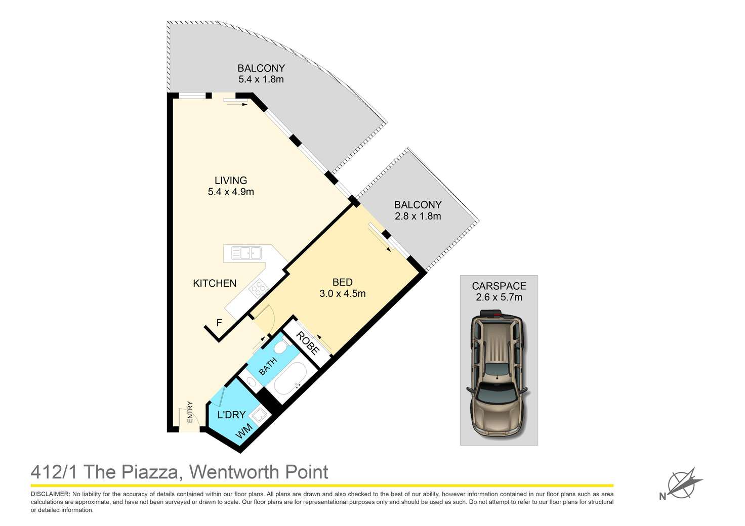 Floorplan of Homely apartment listing, 412/1 The Piazza, Wentworth Point NSW 2127
