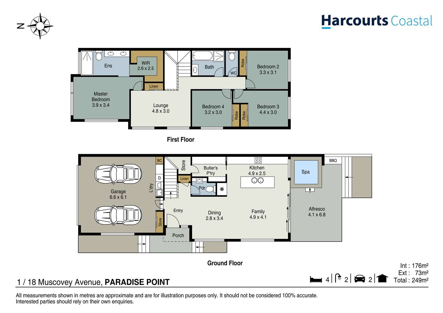 Floorplan of Homely townhouse listing, 1/18 Muscovey Avenue, Paradise Point QLD 4216