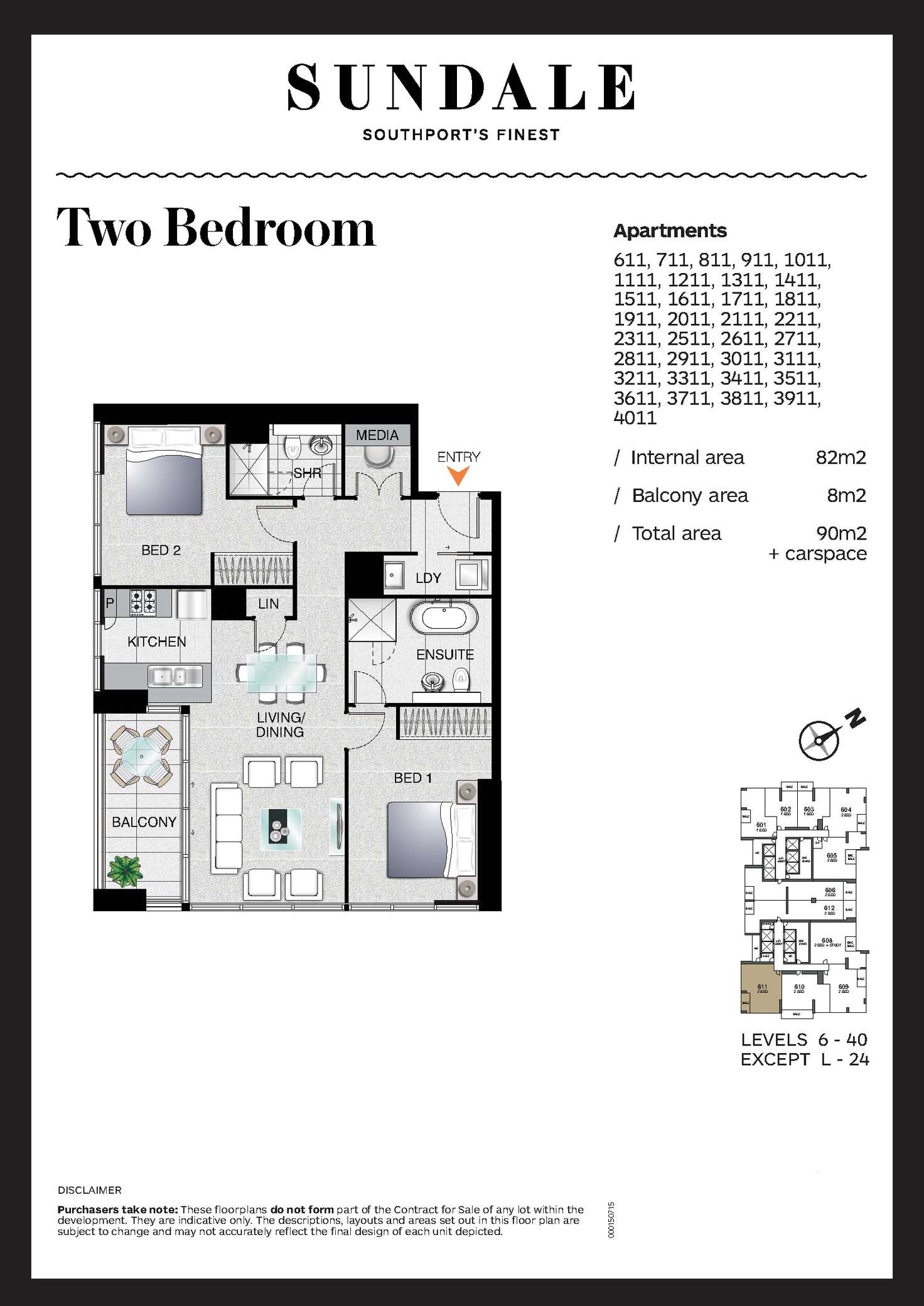 Floorplan of Homely apartment listing, 611/2 Como Crescent, Southport QLD 4215