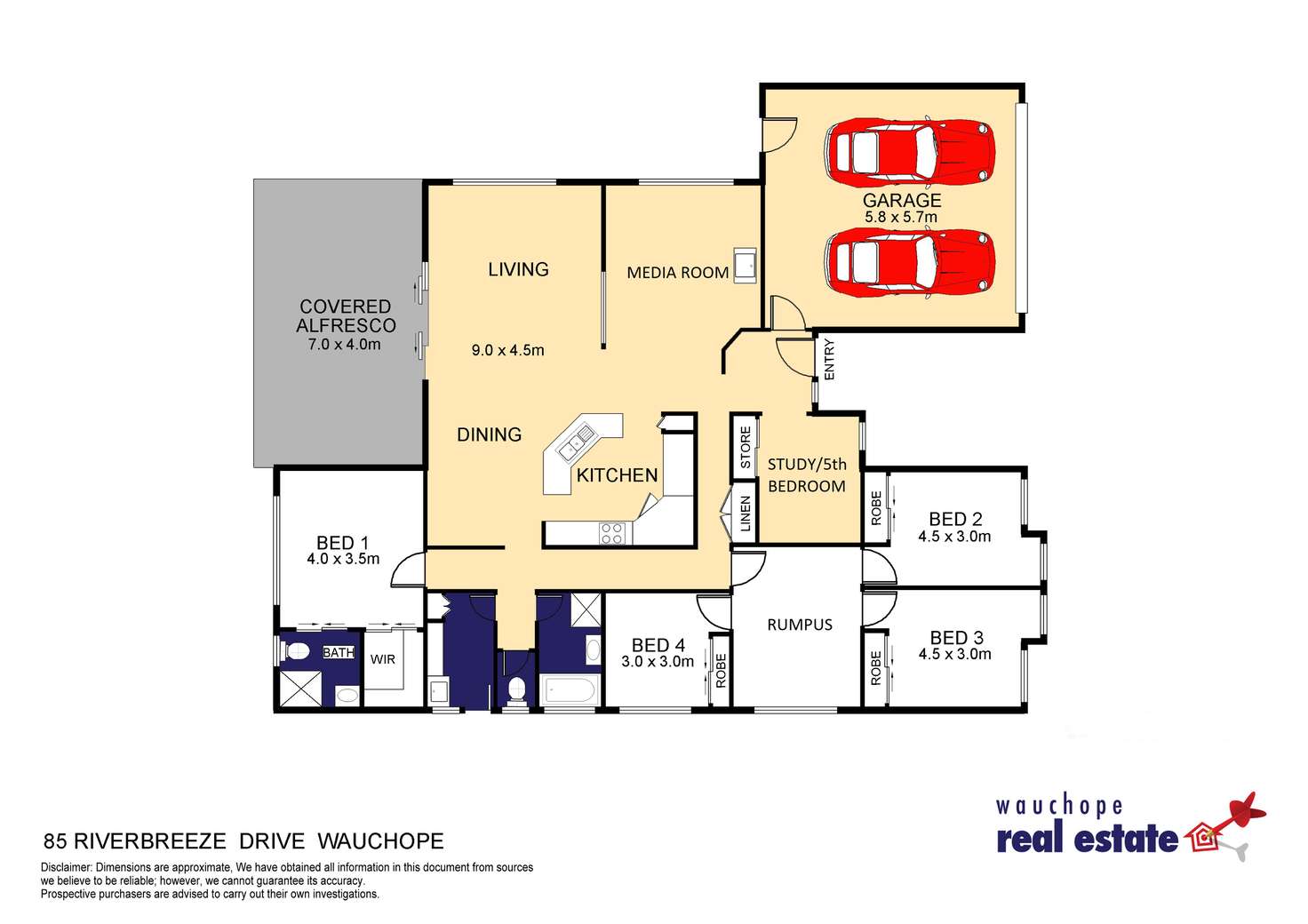 Floorplan of Homely house listing, 85 Riverbreeze Drive, Wauchope NSW 2446