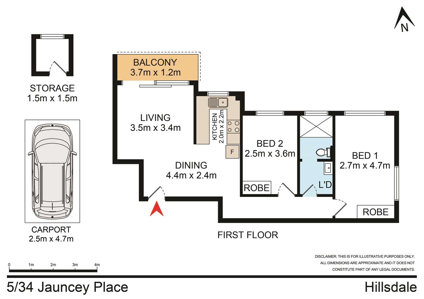 Floorplan of Homely apartment listing, 5/34 Jauncey Place, Hillsdale NSW 2036