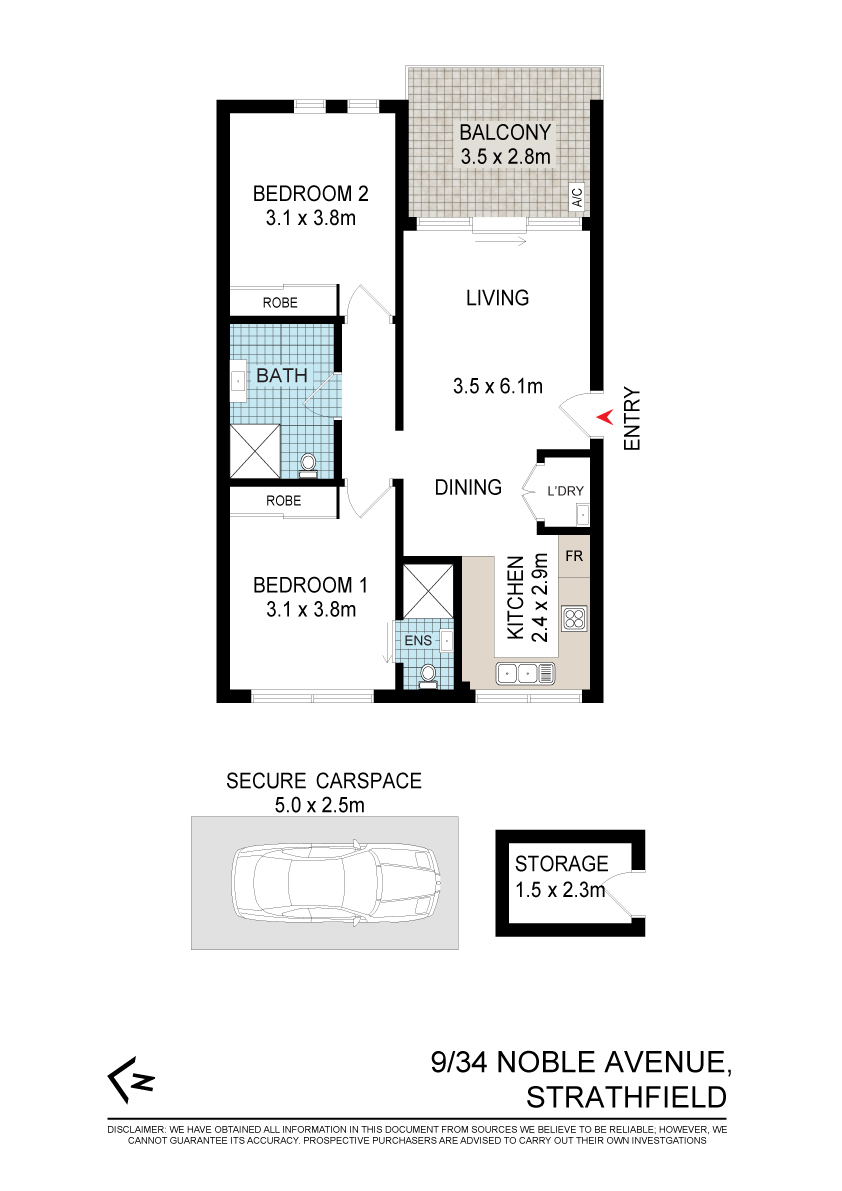 Floorplan of Homely apartment listing, 9/34 NOBLE AVENUE, Strathfield NSW 2135