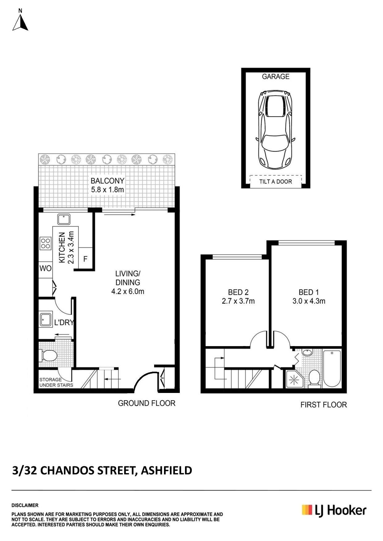 Floorplan of Homely townhouse listing, 3/32 Chandos Street, Ashfield NSW 2131