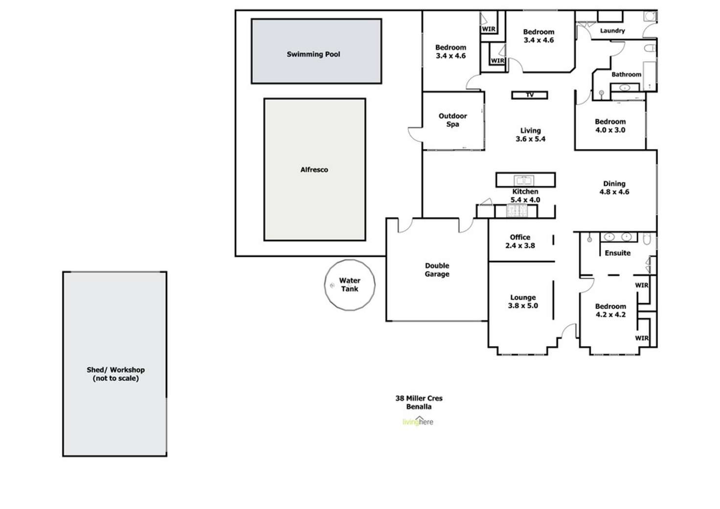 Floorplan of Homely acreageSemiRural listing, 28 Miller Crescent, Benalla VIC 3672