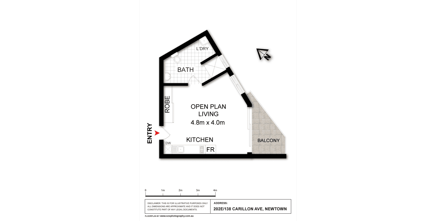 Floorplan of Homely studio listing, 202E/138 Carillon Avenue, Camperdown NSW 2050