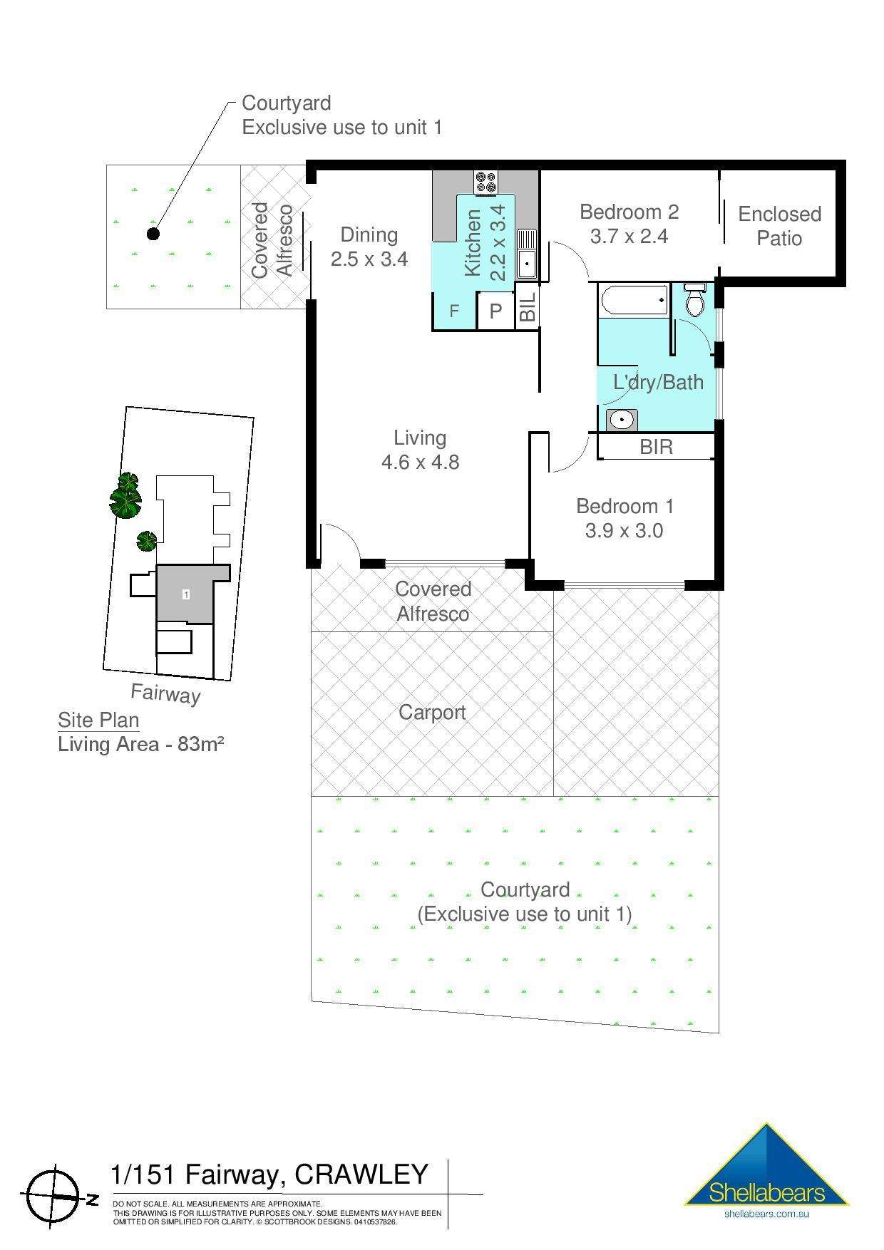 Floorplan of Homely unit listing, Unit 1/151 Fairway, Crawley WA 6009