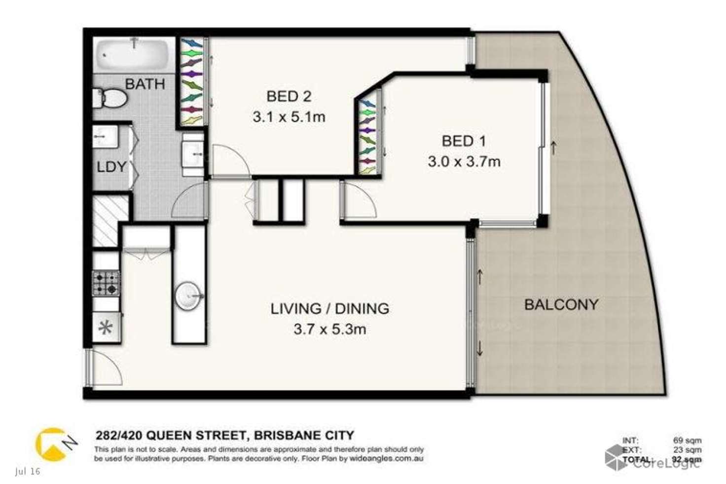 Floorplan of Homely apartment listing, 282/420 Queen Street, Brisbane City QLD 4000
