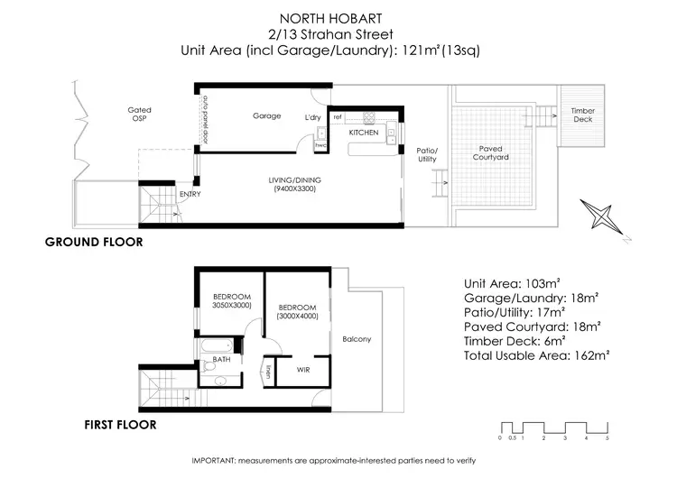 Floorplan of Homely townhouse listing, 2/13 Strahan Street, North Hobart TAS 7000