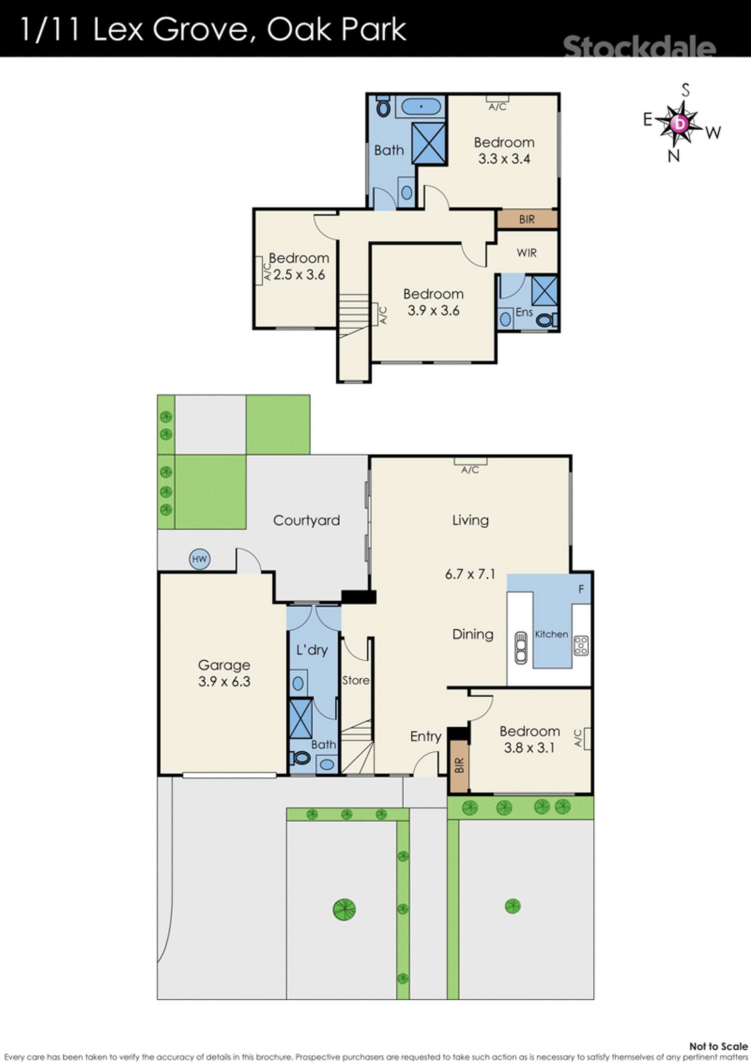 Floorplan of Homely townhouse listing, 1/11 Lex Grove, Oak Park VIC 3046
