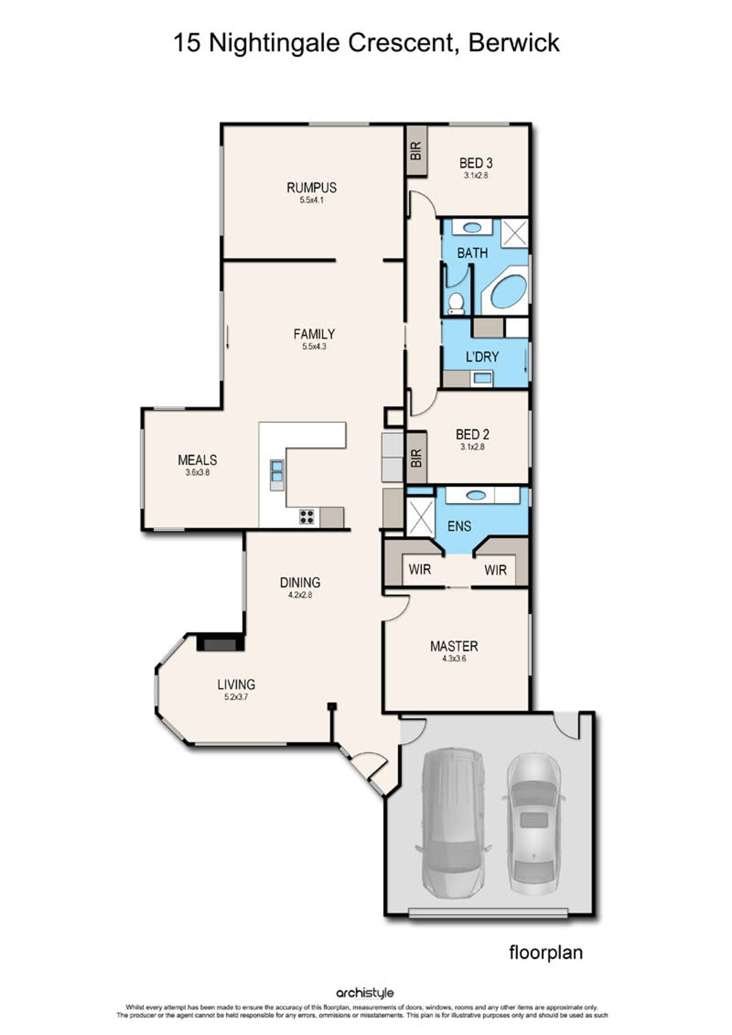 Floorplan of Homely house listing, 15 Nightingale Crescent, Berwick VIC 3806