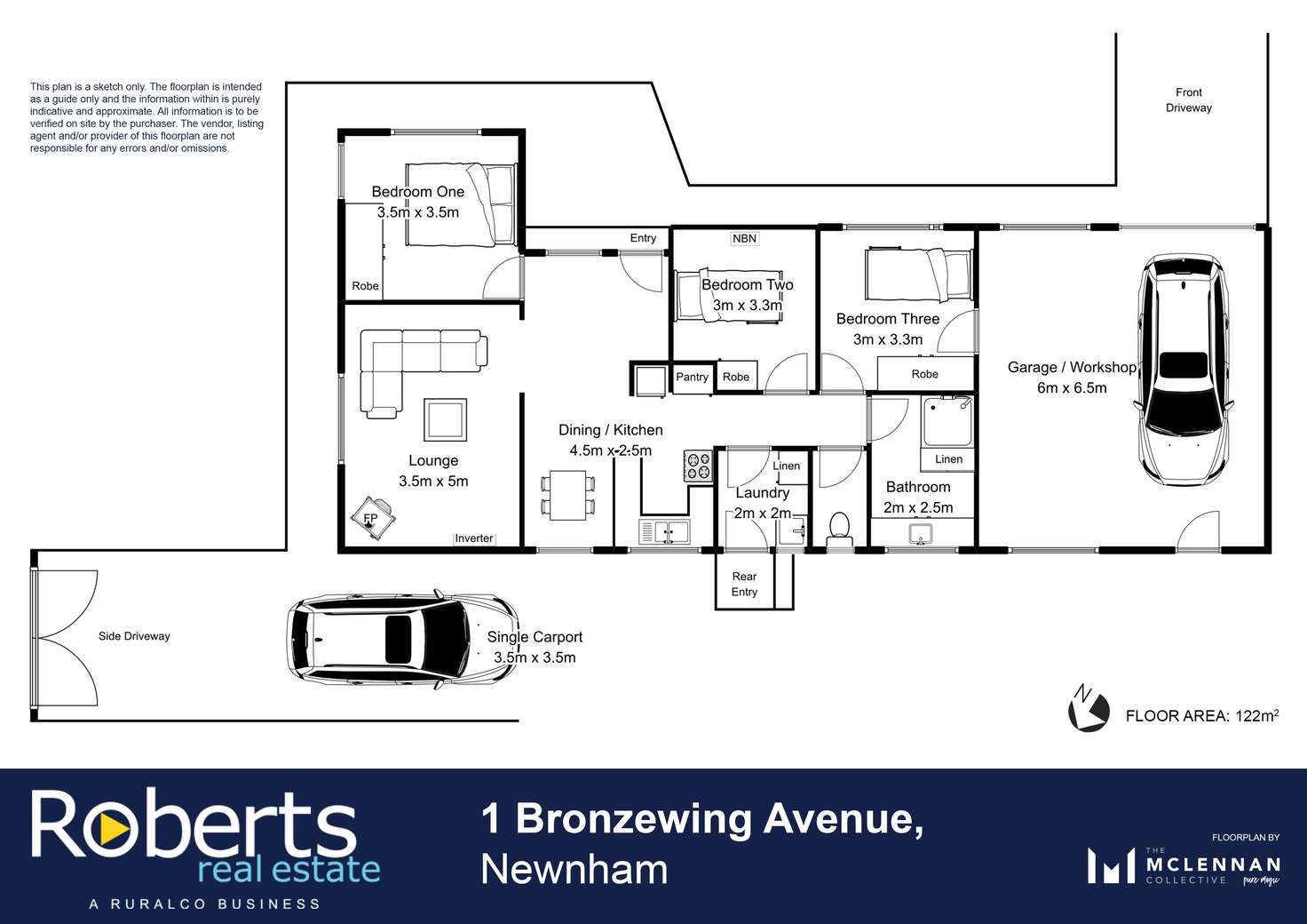 Floorplan of Homely house listing, 1 Bronzewing Avenue, Newnham TAS 7248