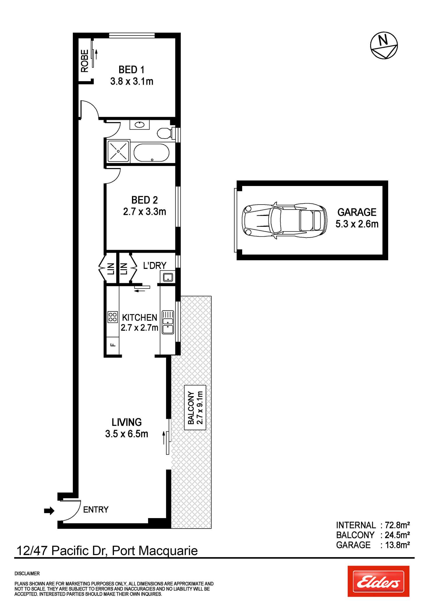 Floorplan of Homely unit listing, 12/47 Pacific Drive, Port Macquarie NSW 2444