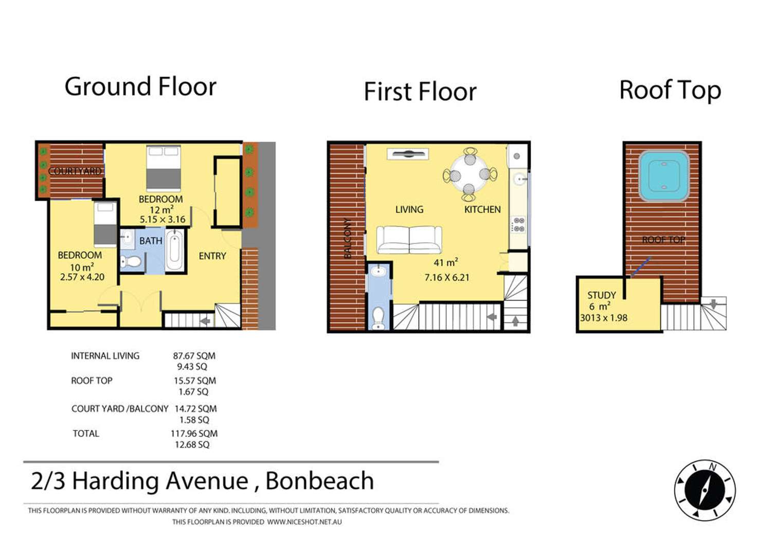 Floorplan of Homely townhouse listing, 2/3 Harding Avenue, Bonbeach VIC 3196