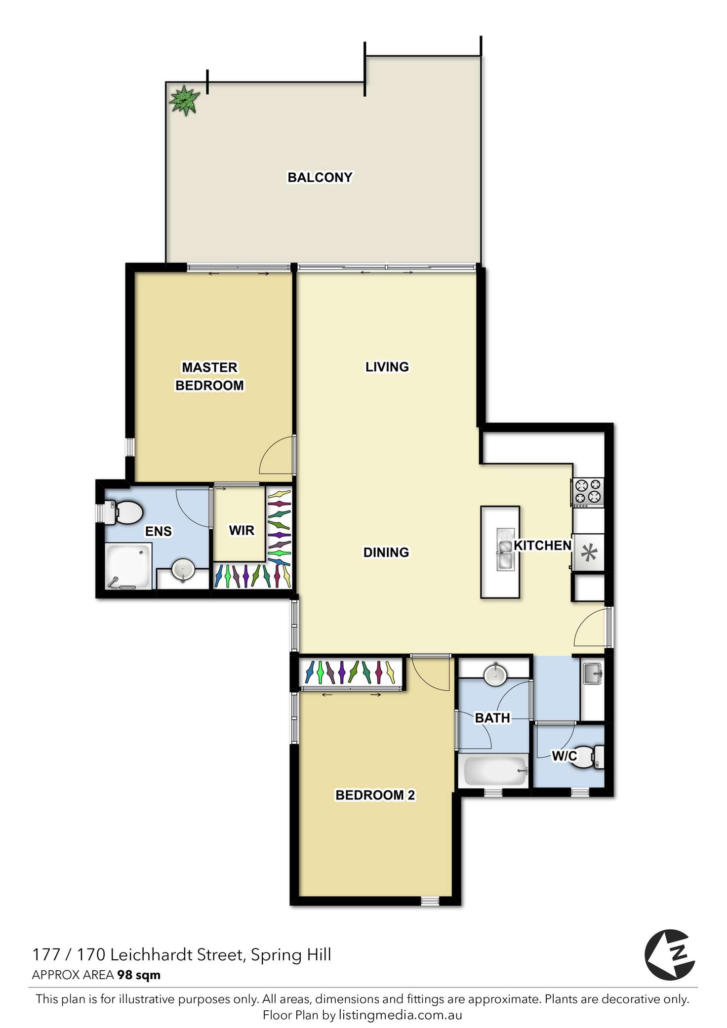 Floorplan of Homely apartment listing, 177/170 Leichhardt Street, Spring Hill QLD 4000