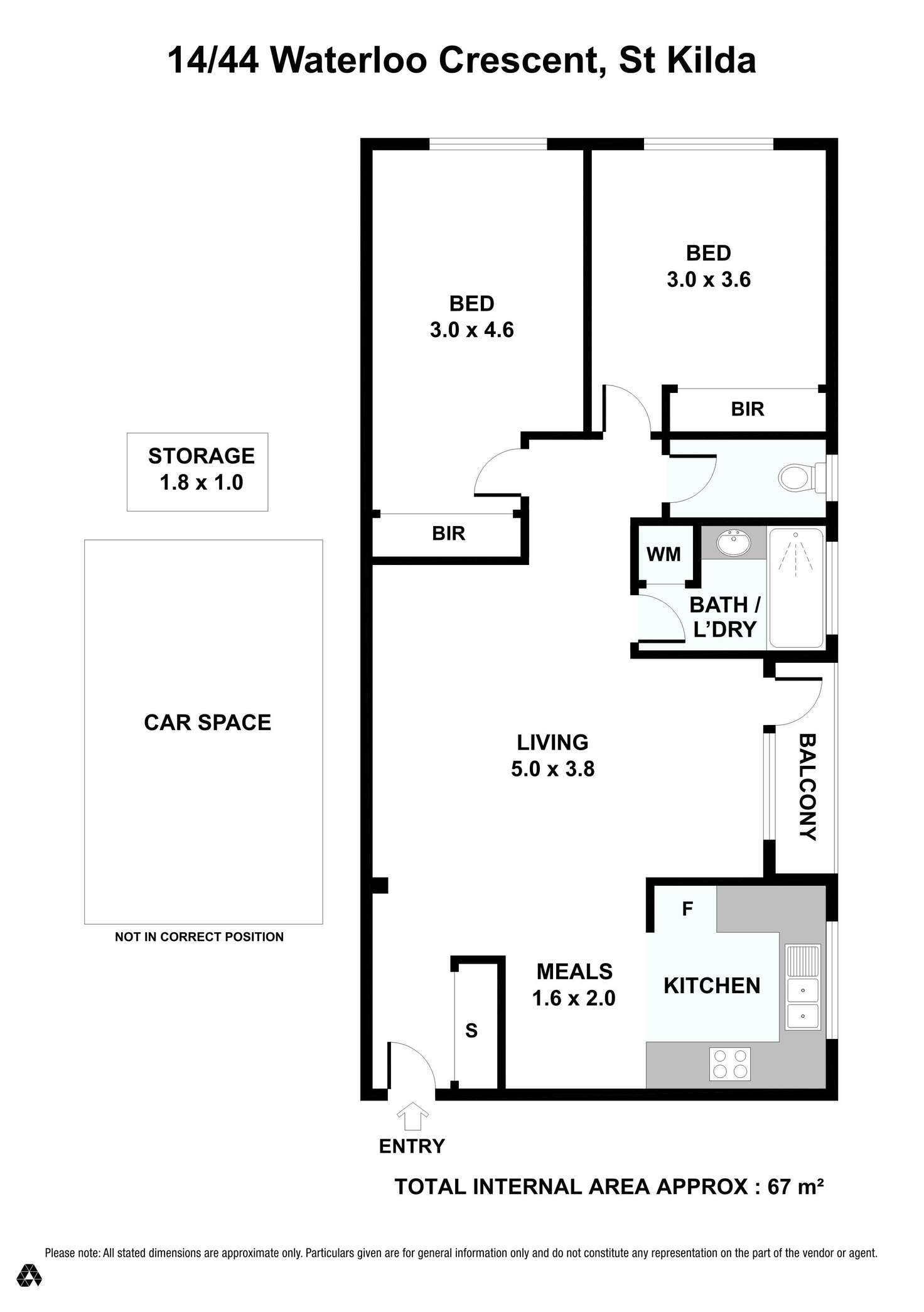 Floorplan of Homely apartment listing, 14/44 Waterloo Crescent, St Kilda VIC 3182
