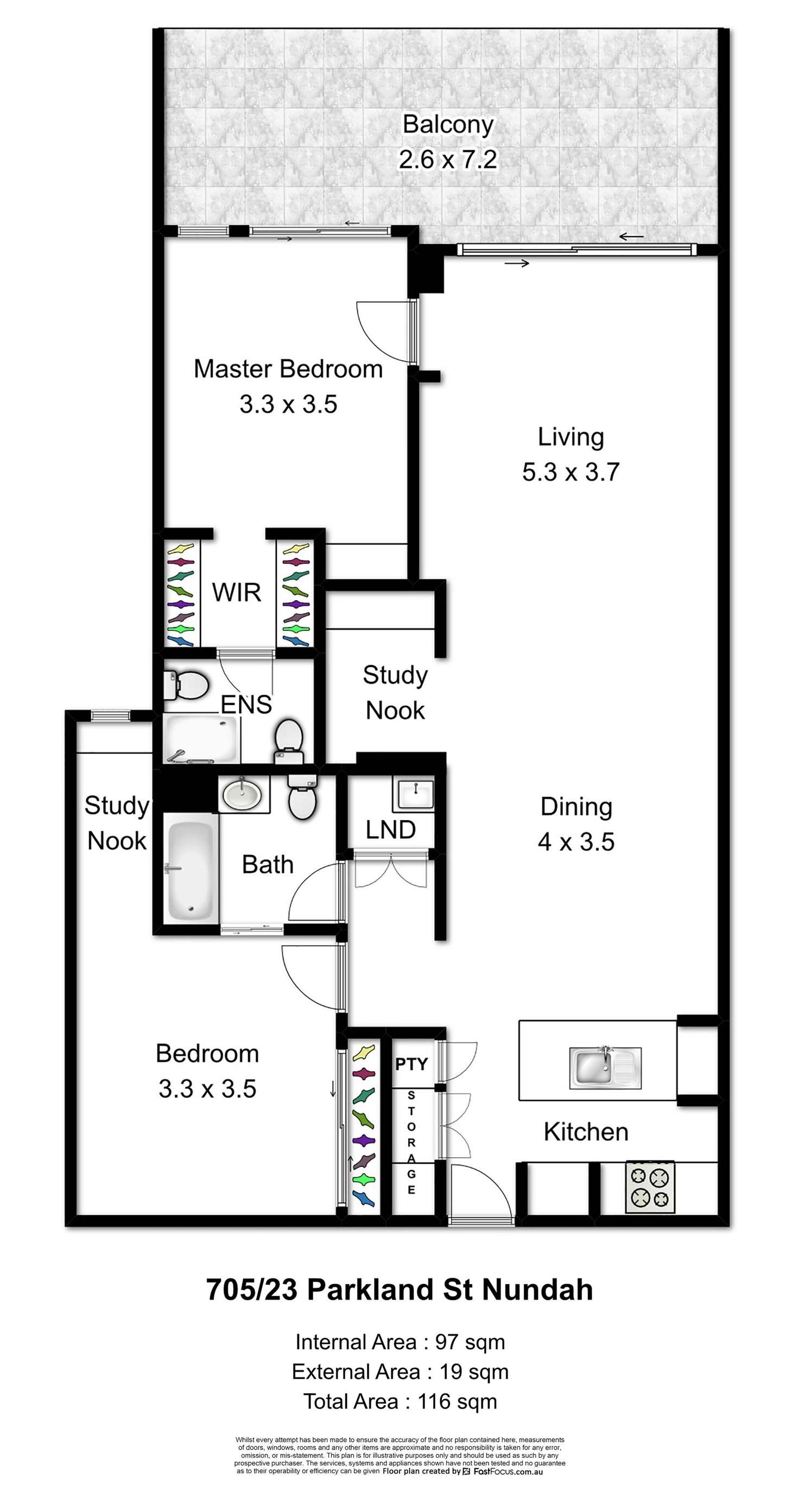 Floorplan of Homely apartment listing, 705/23 Parkland Street, Nundah QLD 4012