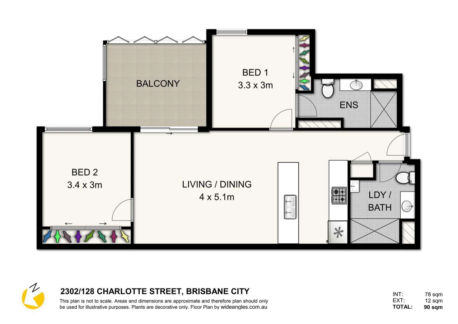 Floorplan of Homely unit listing, 2302/128 Charlotte Street, Brisbane City QLD 4000