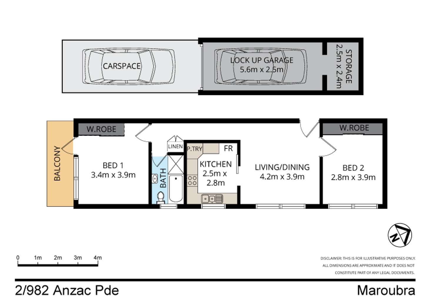 Floorplan of Homely unit listing, 2/982 Anzac Parade, Maroubra NSW 2035