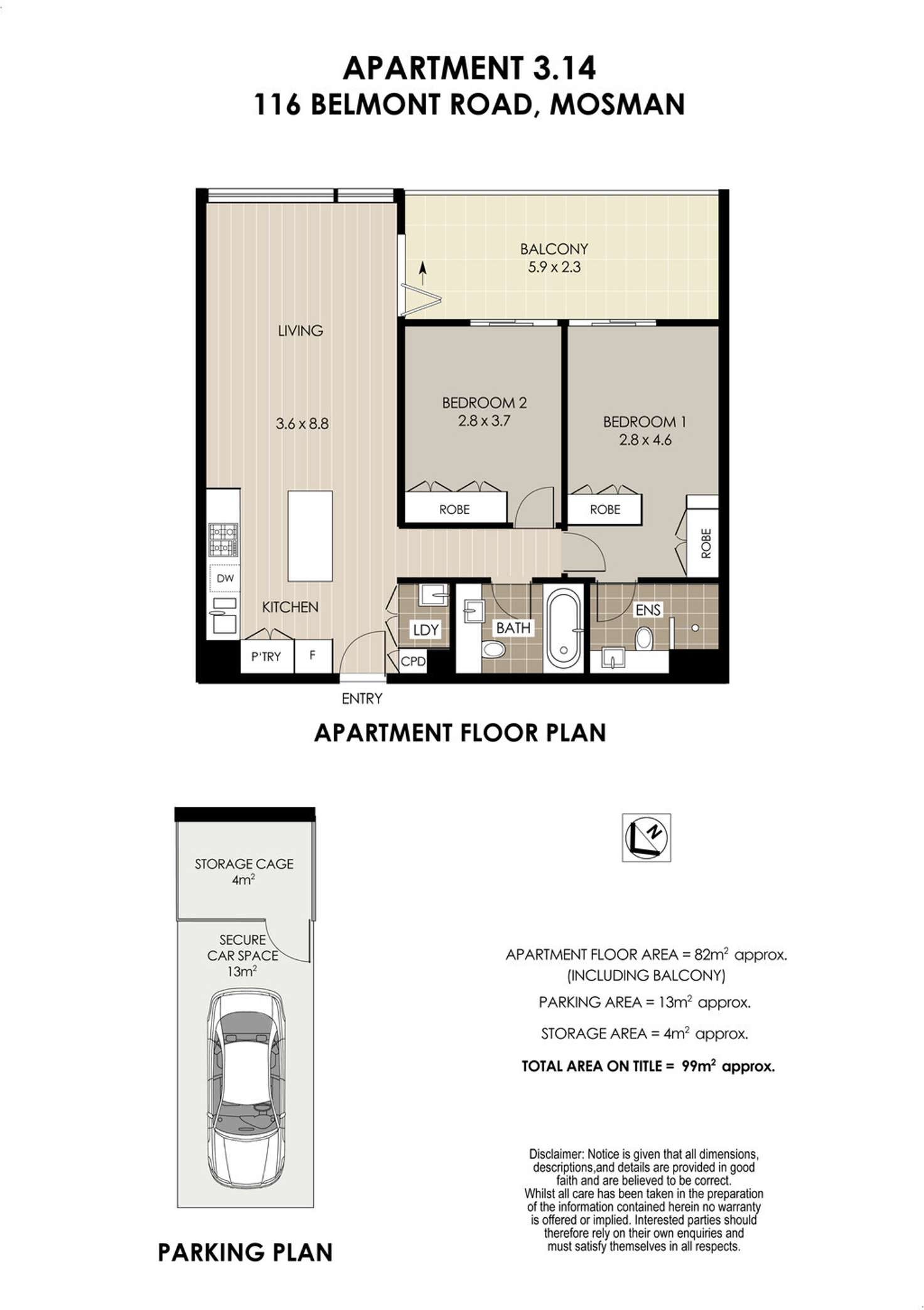 Floorplan of Homely apartment listing, 3.14/116 Belmont Road, Mosman NSW 2088