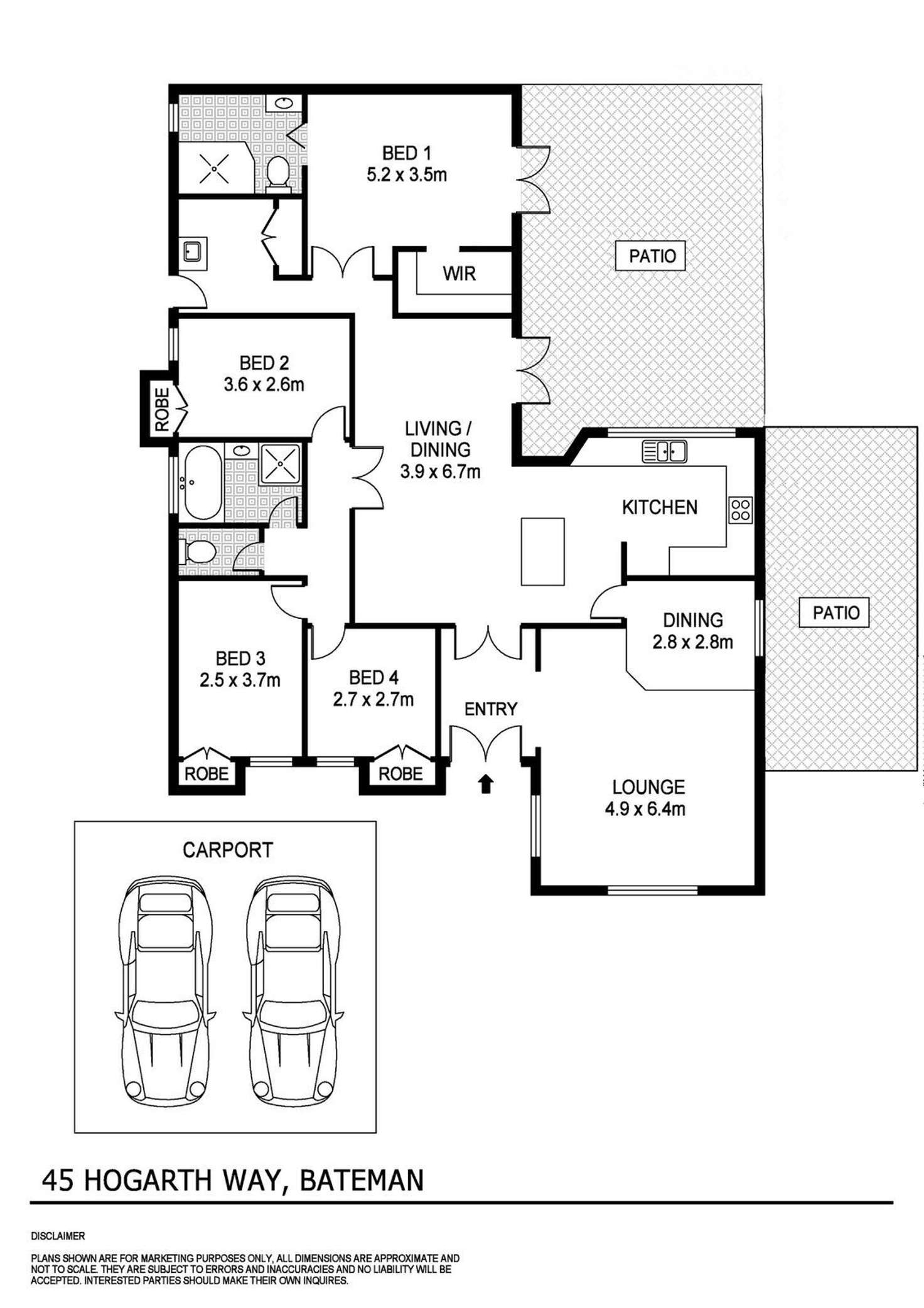 Floorplan of Homely house listing, 45 Hogarth Way, Bateman WA 6150
