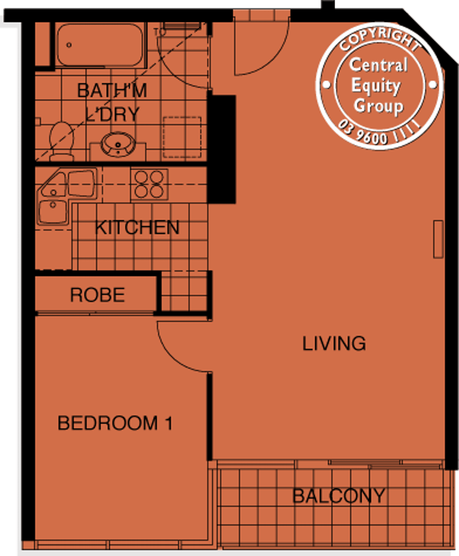 Floorplan of Homely apartment listing, REF 112438/100 Kavanagh Street, Southbank VIC 3006