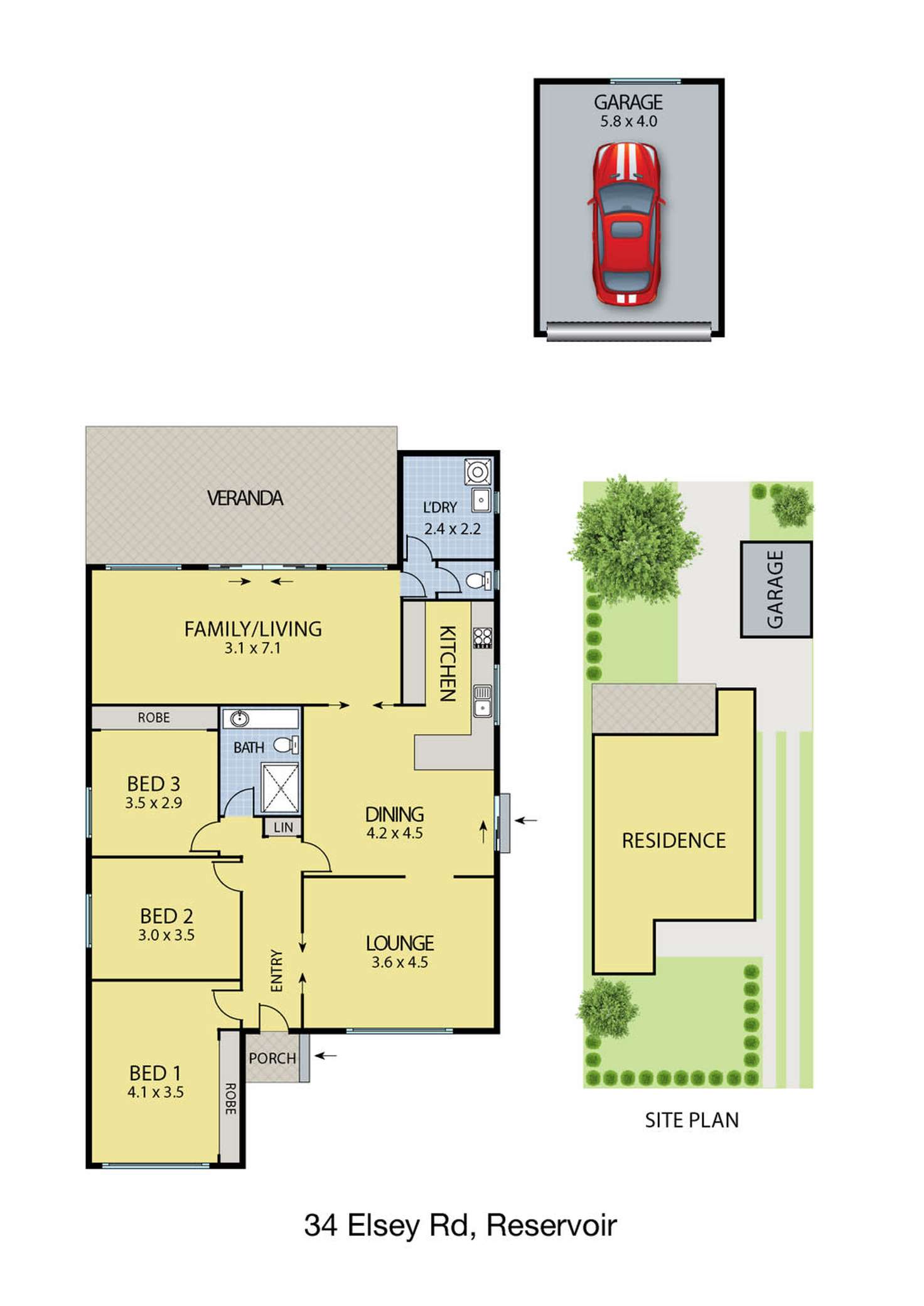 Floorplan of Homely house listing, 34 Elsey Road, Reservoir VIC 3073