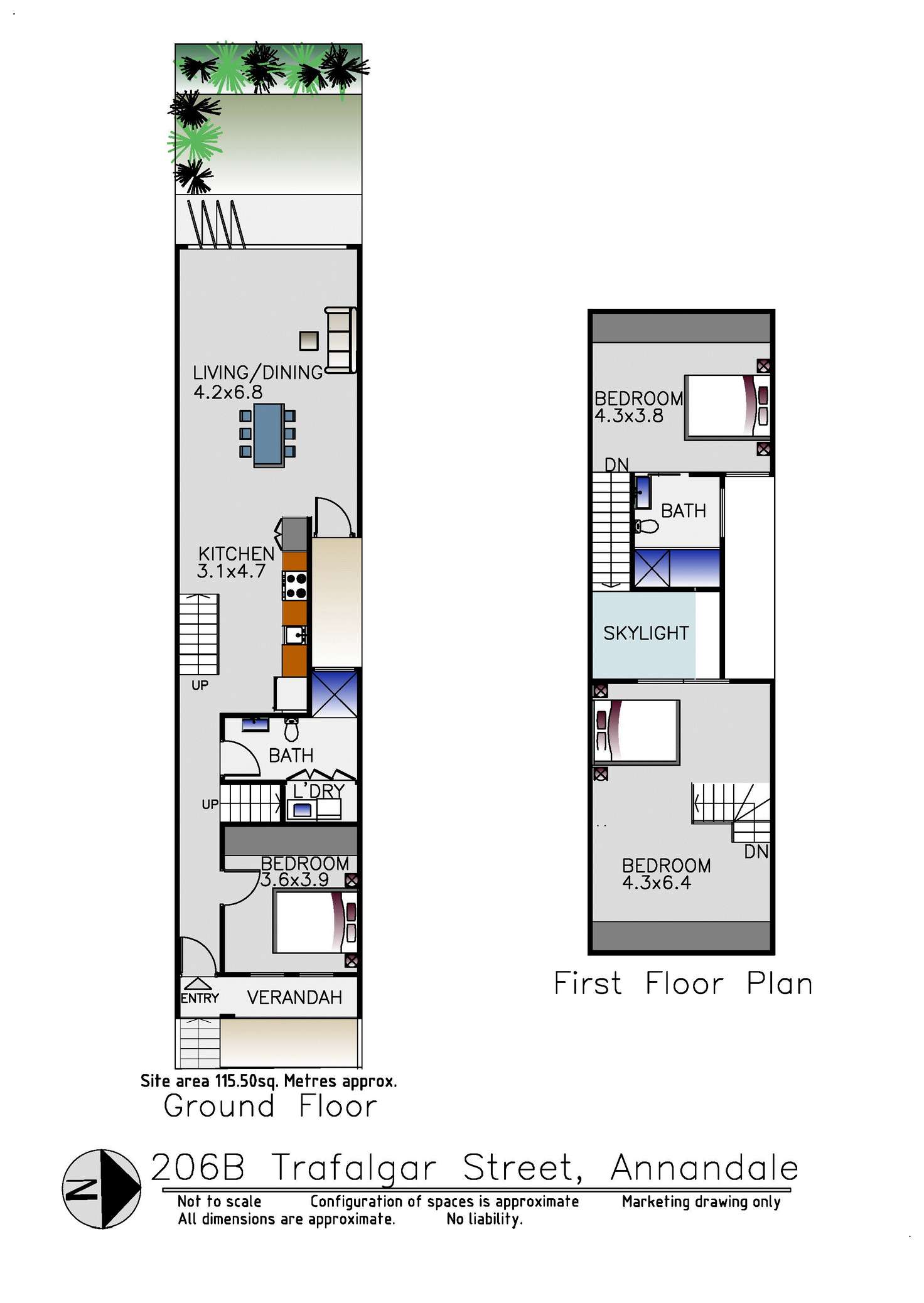 Floorplan of Homely terrace listing, 206A Trafalgar Street, Annandale NSW 2038