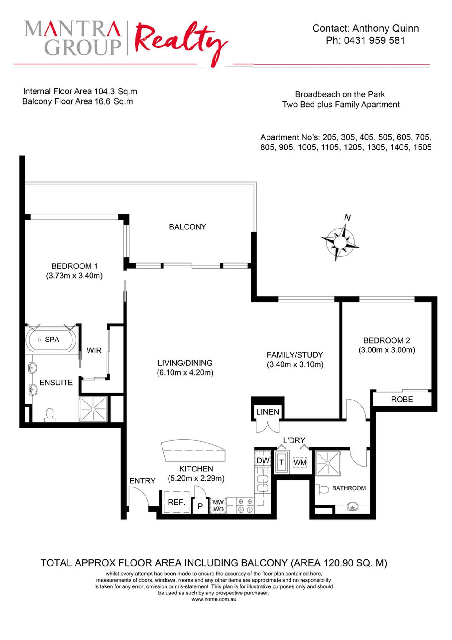 Floorplan of Homely apartment listing, 1405 2685 Gold Coast Highway, Broadbeach QLD 4218