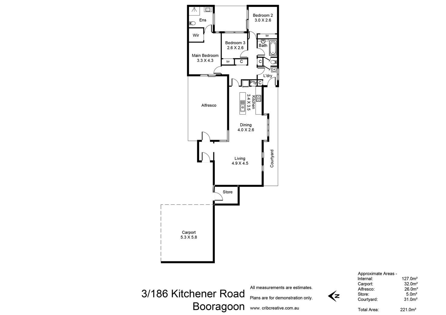 Floorplan of Homely villa listing, 3/186 Kitchener Road, Booragoon WA 6154