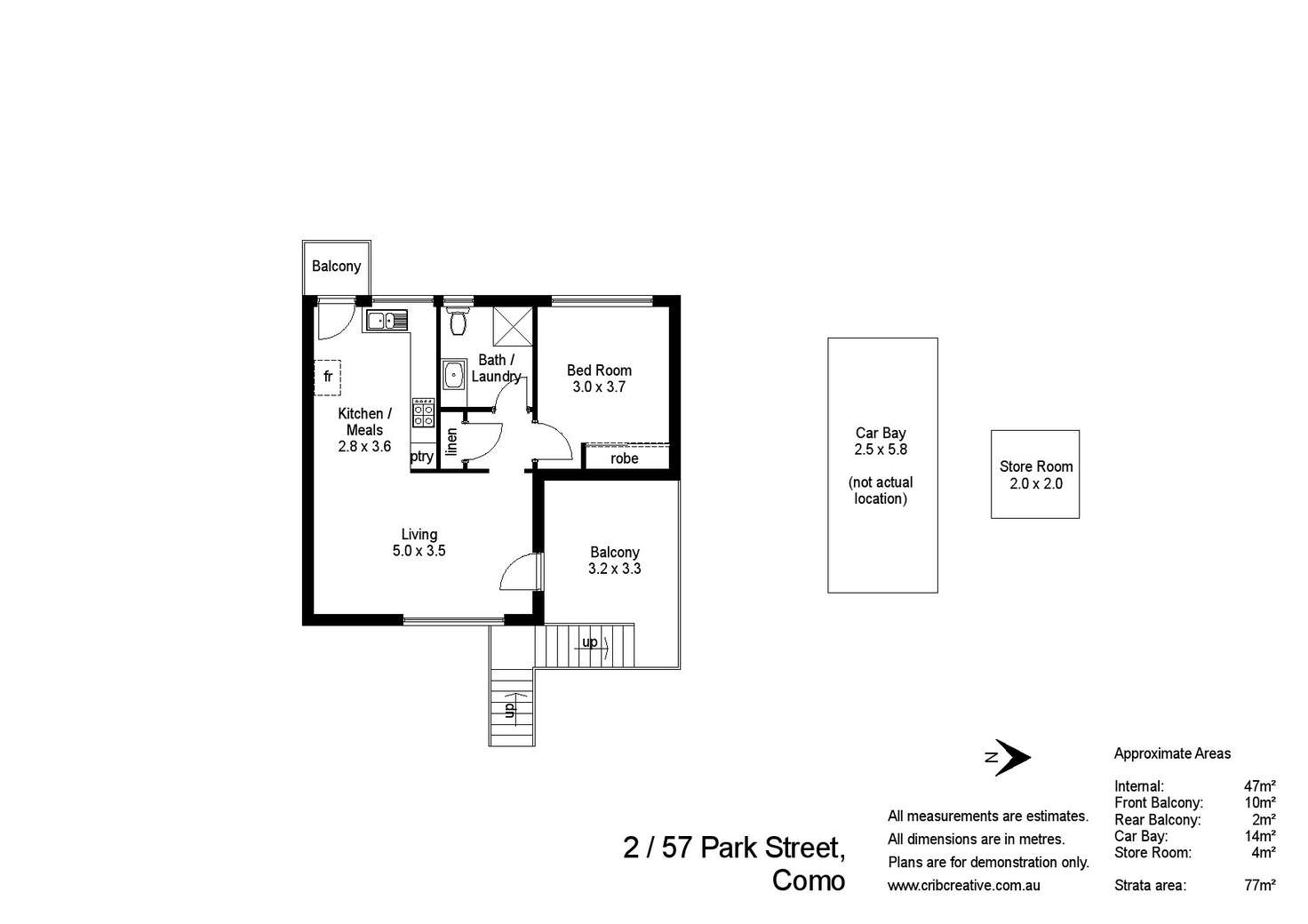Floorplan of Homely unit listing, 2/57 Park Street, Como WA 6152
