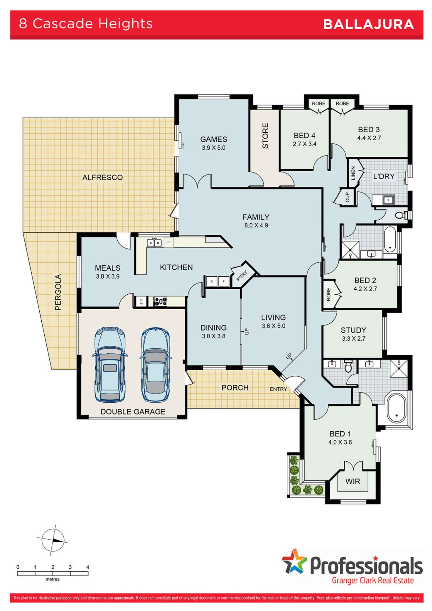 Floorplan of Homely house listing, 8 Cascade Heights, Ballajura WA 6066