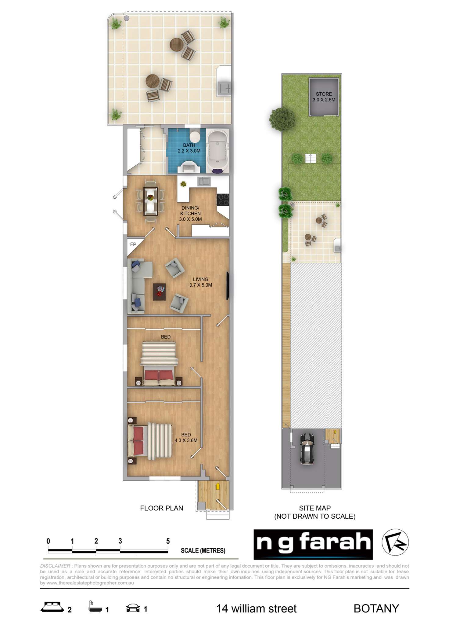 Floorplan of Homely semiDetached listing, 14 William Street, Botany NSW 2019