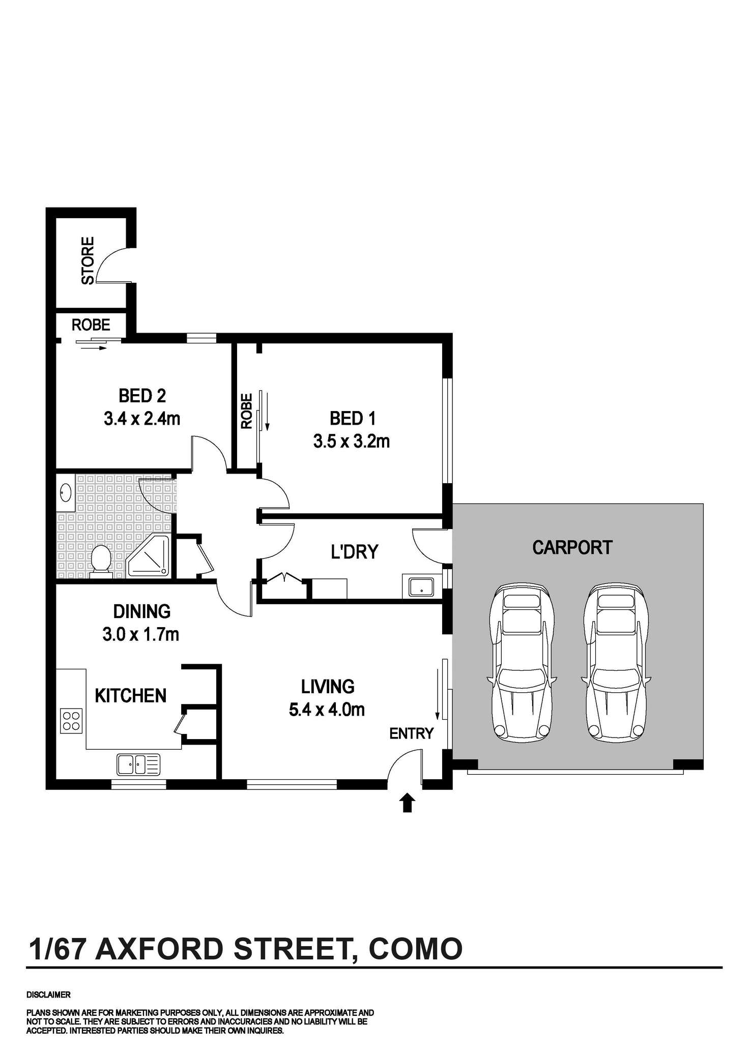 Floorplan of Homely villa listing, 1/67 Axford Street, Como WA 6152