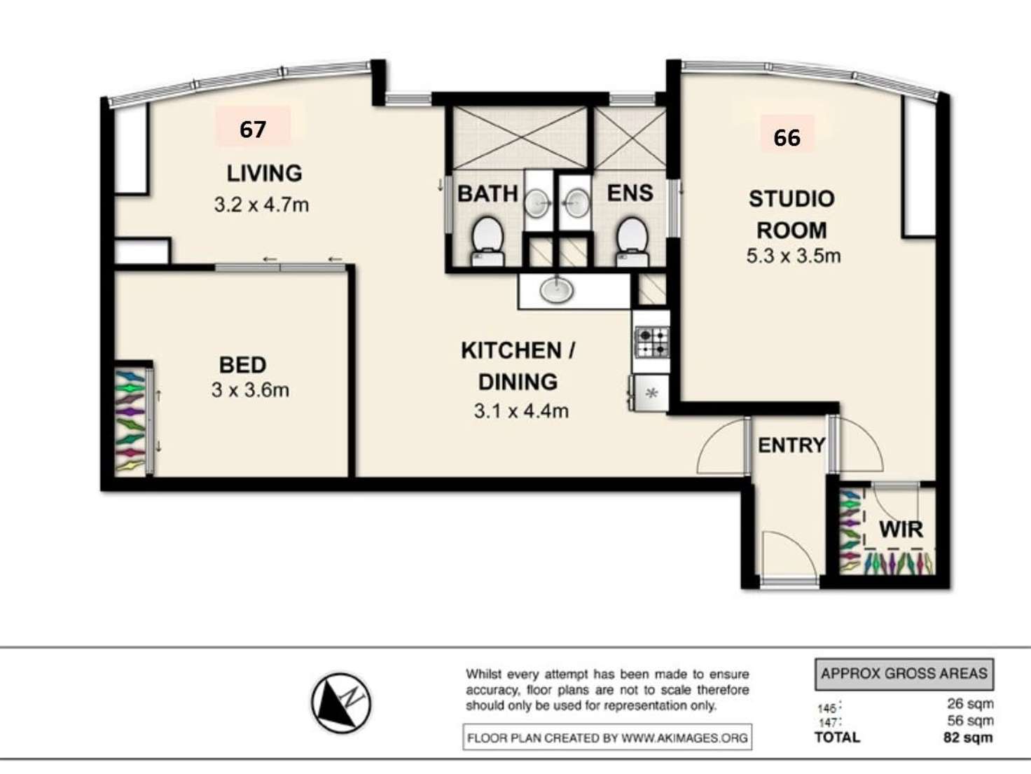 Floorplan of Homely apartment listing, 66-67/293 North Quay, Brisbane City QLD 4000