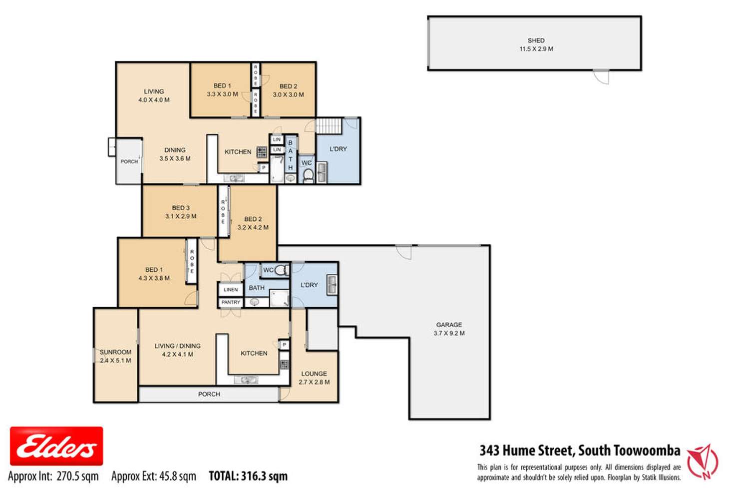 Floorplan of Homely semiDetached listing, 343 Hume Street, South Toowoomba QLD 4350