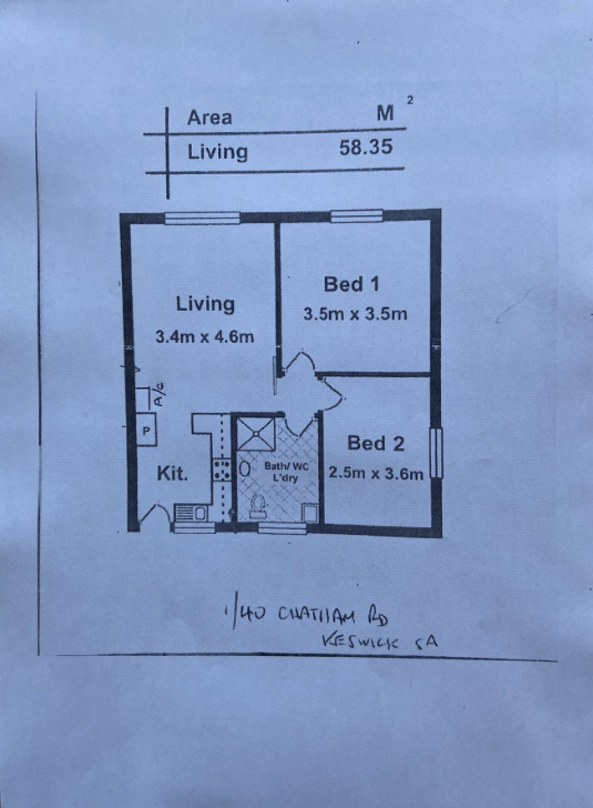 Floorplan of Homely apartment listing, 1/40 Chatham Road, Keswick SA 5035