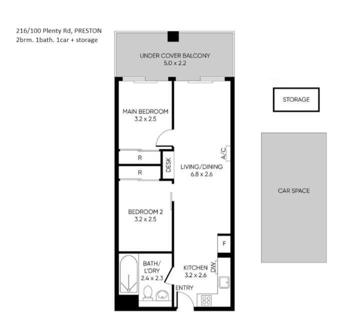 Floorplan of Homely apartment listing, 216/100 Plenty Road, Preston VIC 3072