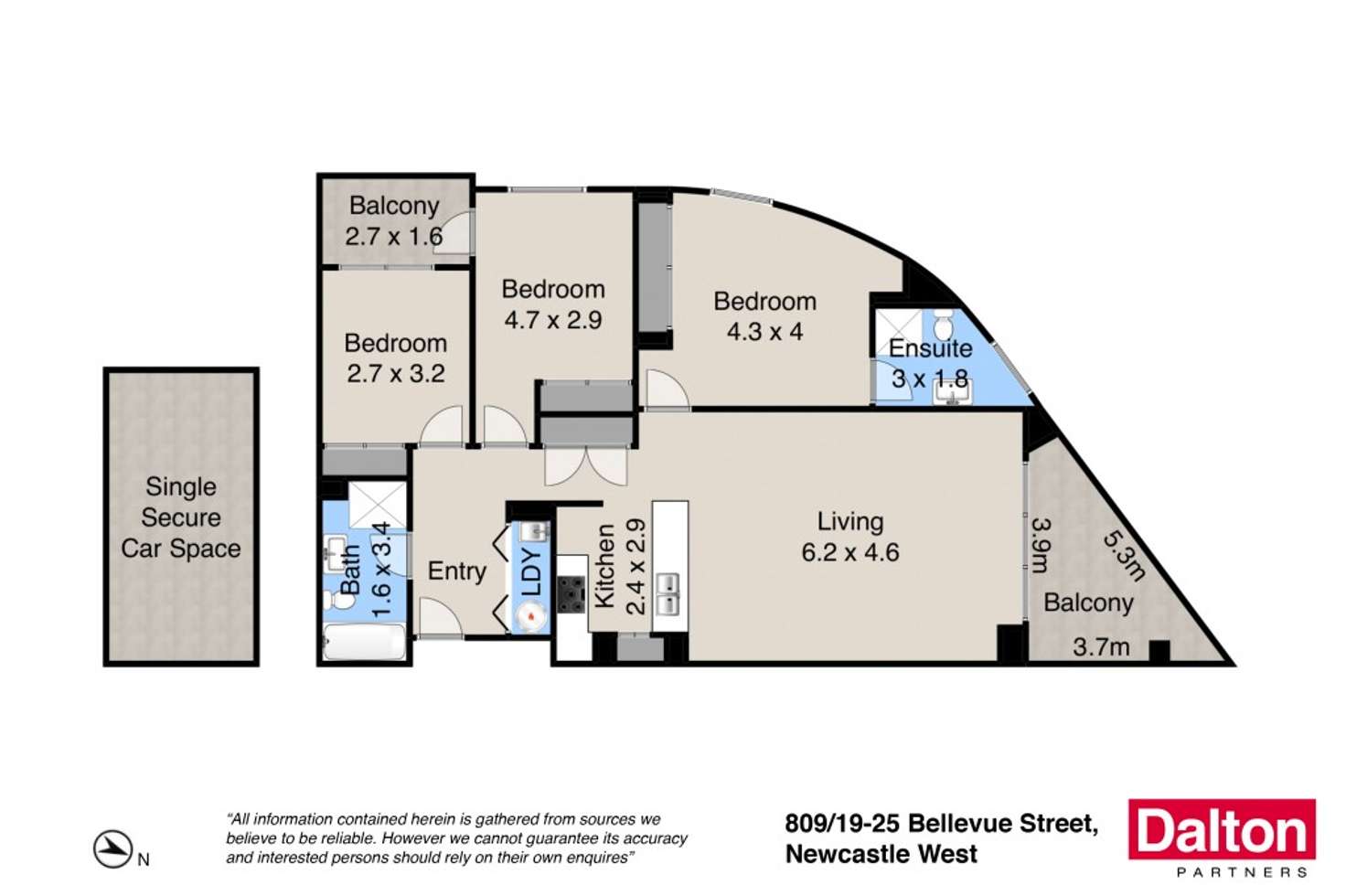 Floorplan of Homely apartment listing, 809/19-25 Bellevue Street, Newcastle West NSW 2302